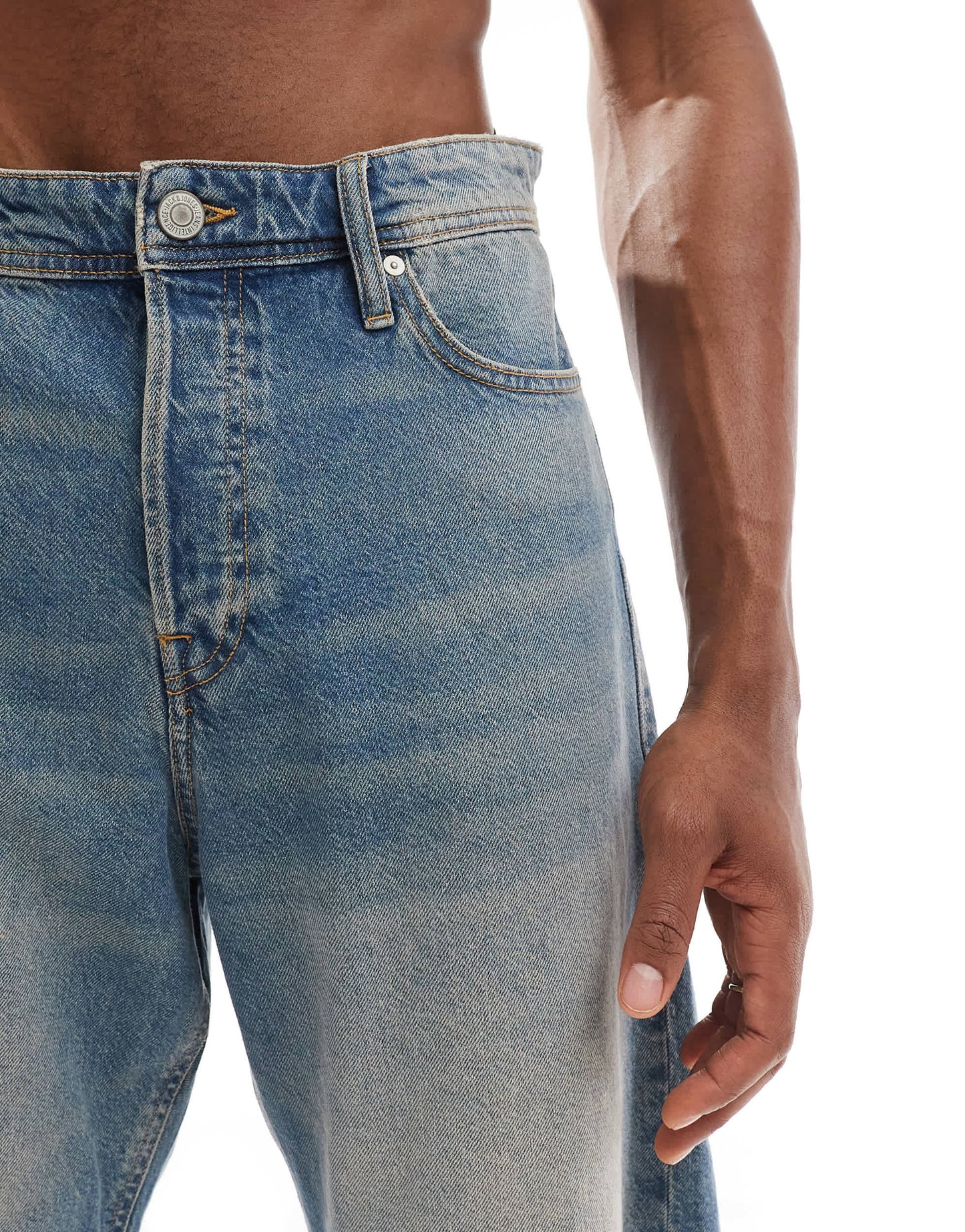 Jack & Jones alex baggy fit denim jorts in vintage blue wash