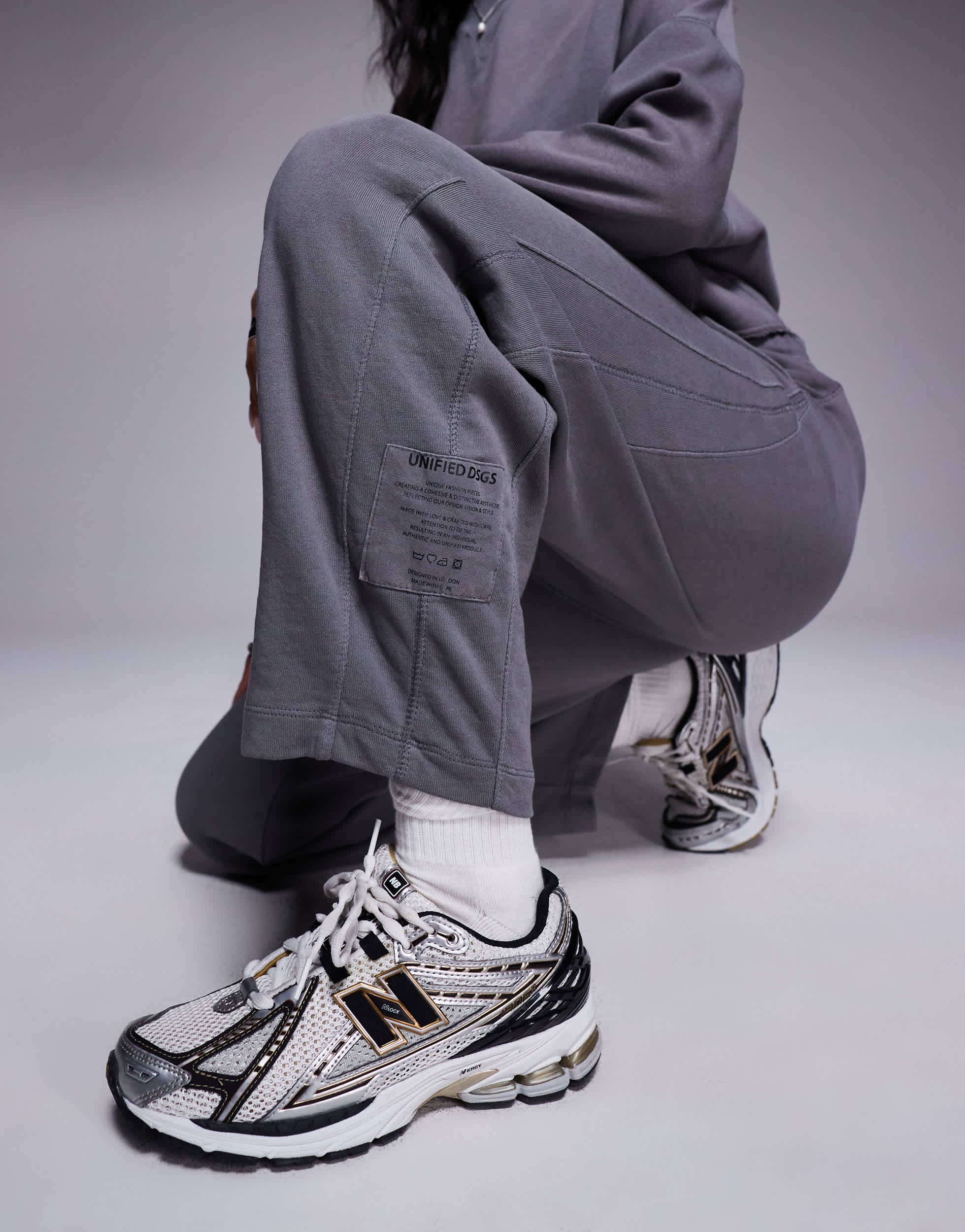 River Island barrel leg jogger co-ord in dark grey