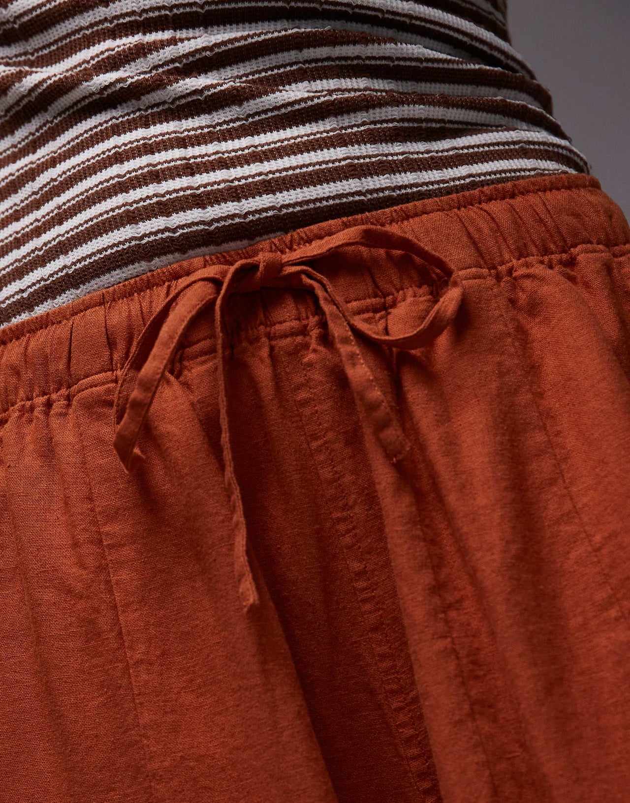 Topshop linen balloon trouser in burnt in orange