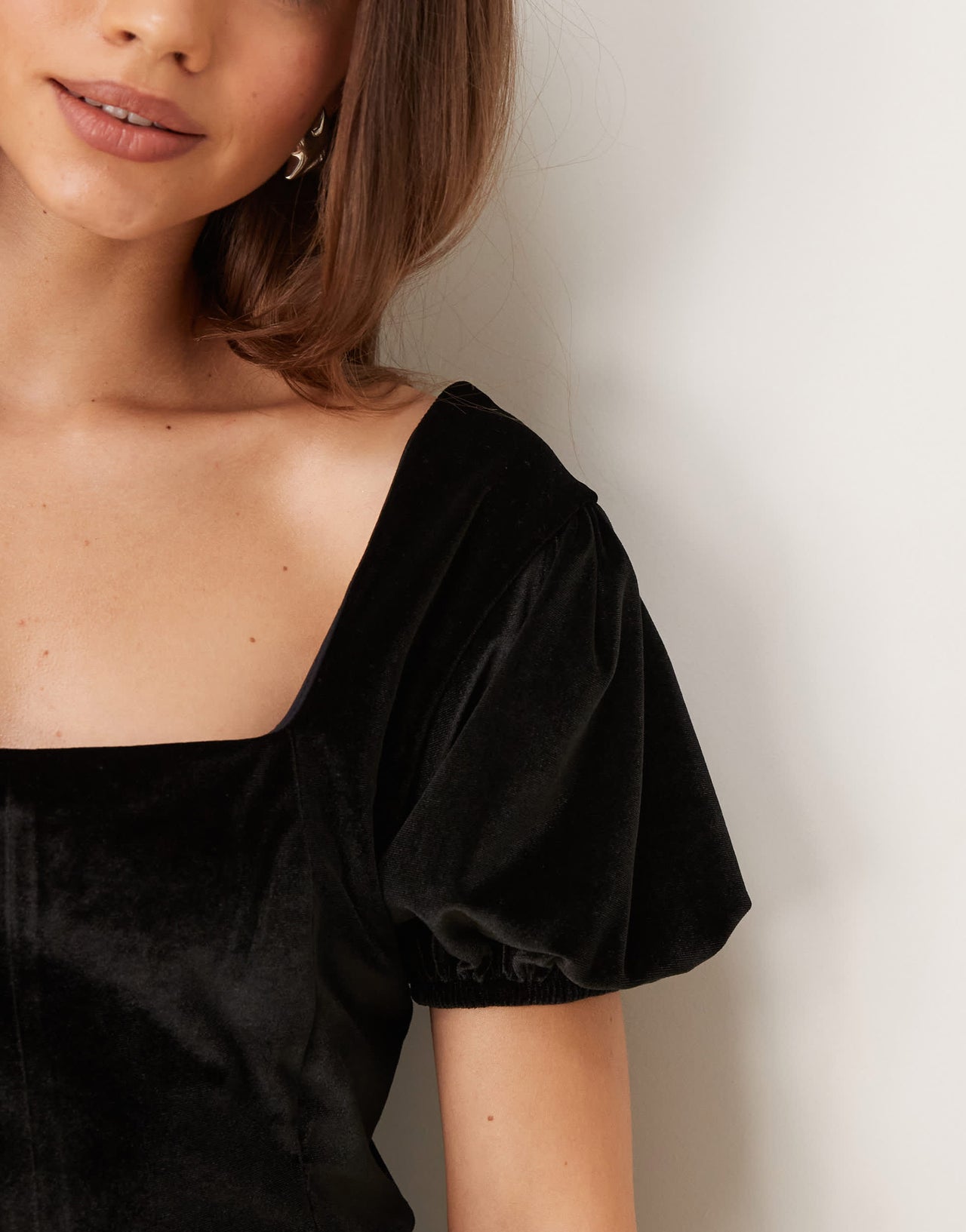 ASOS DESIGN velvet corset seam detail mini dress in black