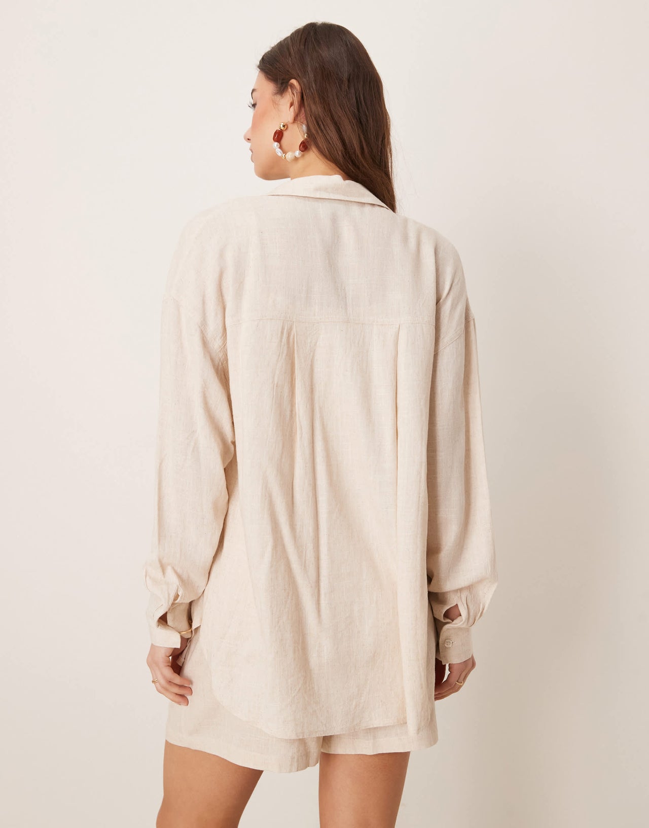 ASOS DESIGN oversized linen look shirt co-ord in natural