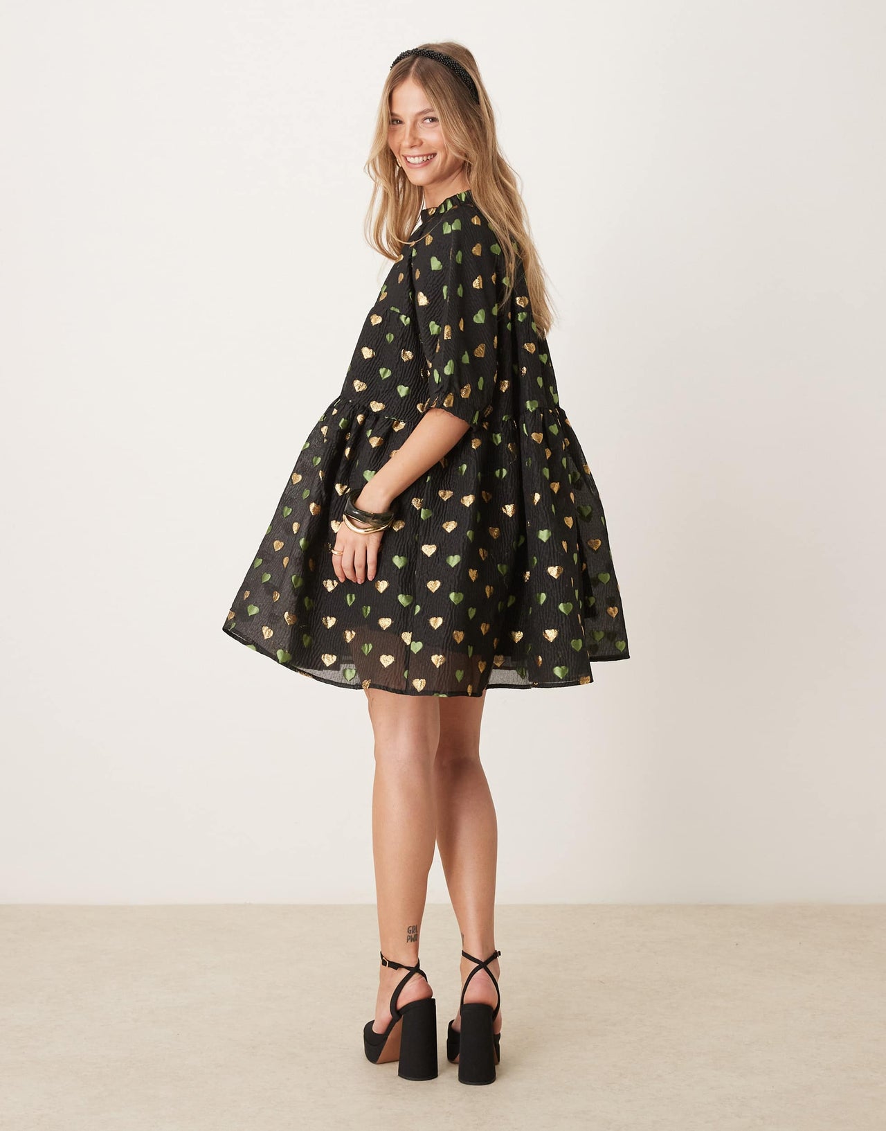 Sister Jane jacquard hearts mini dress in black