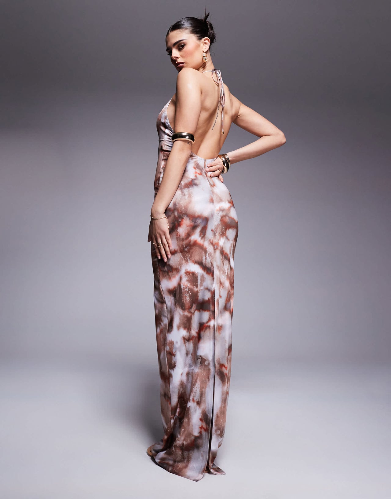 South Beach mesh maxi cut out beach dress in multi