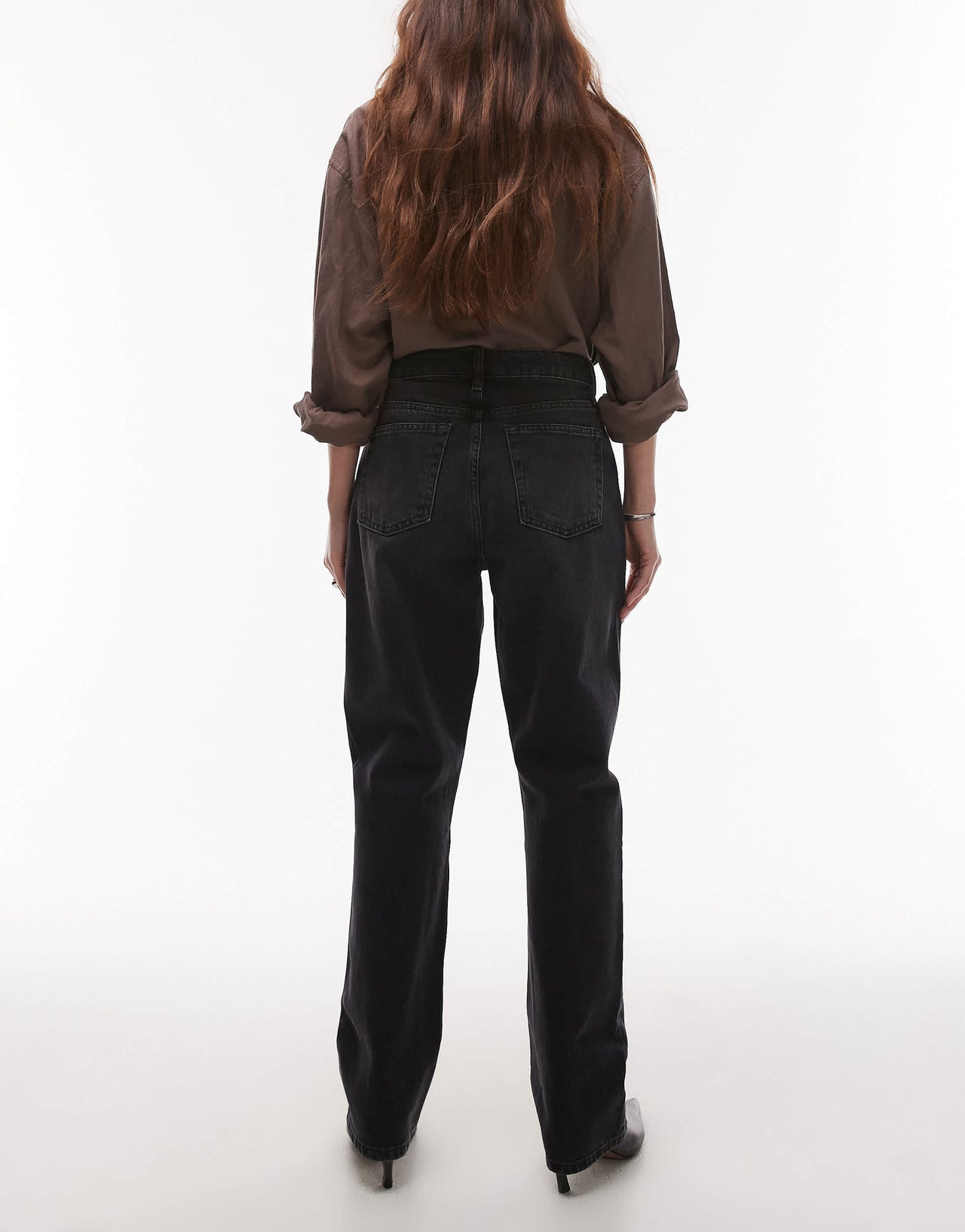 Topshop Kort high rise straight jean in washed black