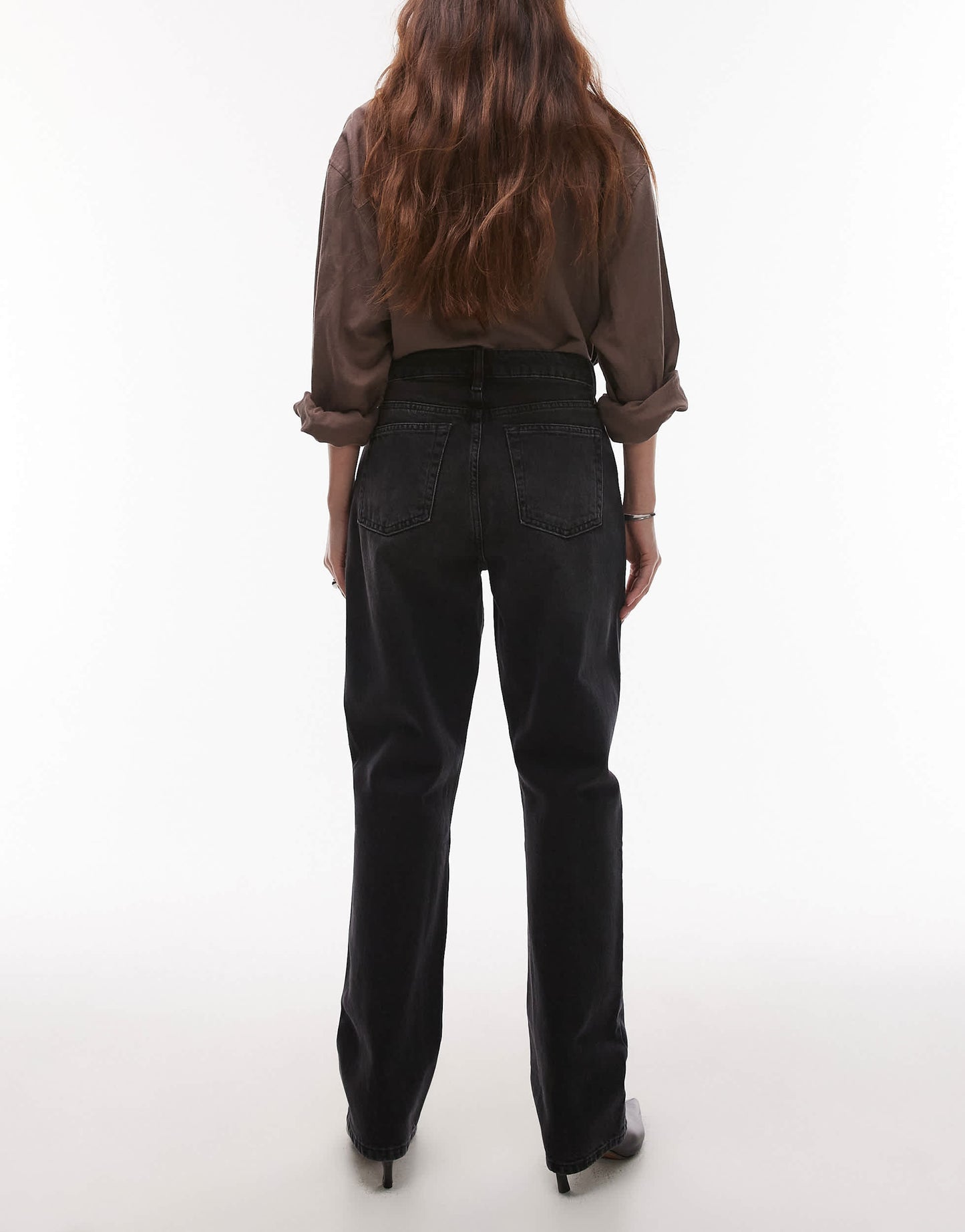 Topshop Kort high rise straight jean in washed black