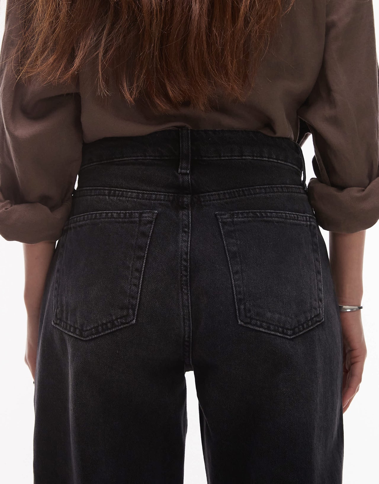 Topshop Kort high rise straight jean in washed black