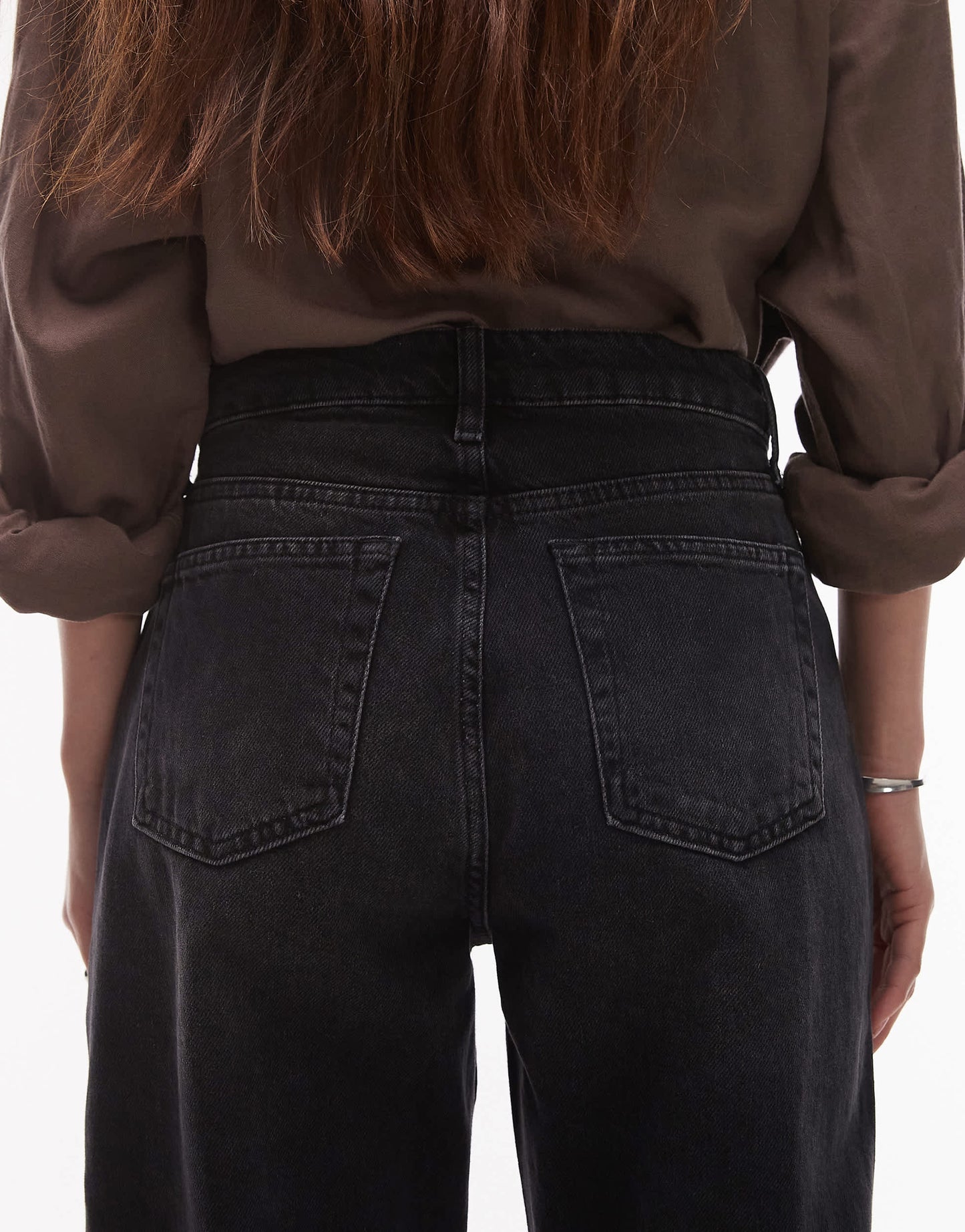 Topshop Kort high rise straight jean in washed black