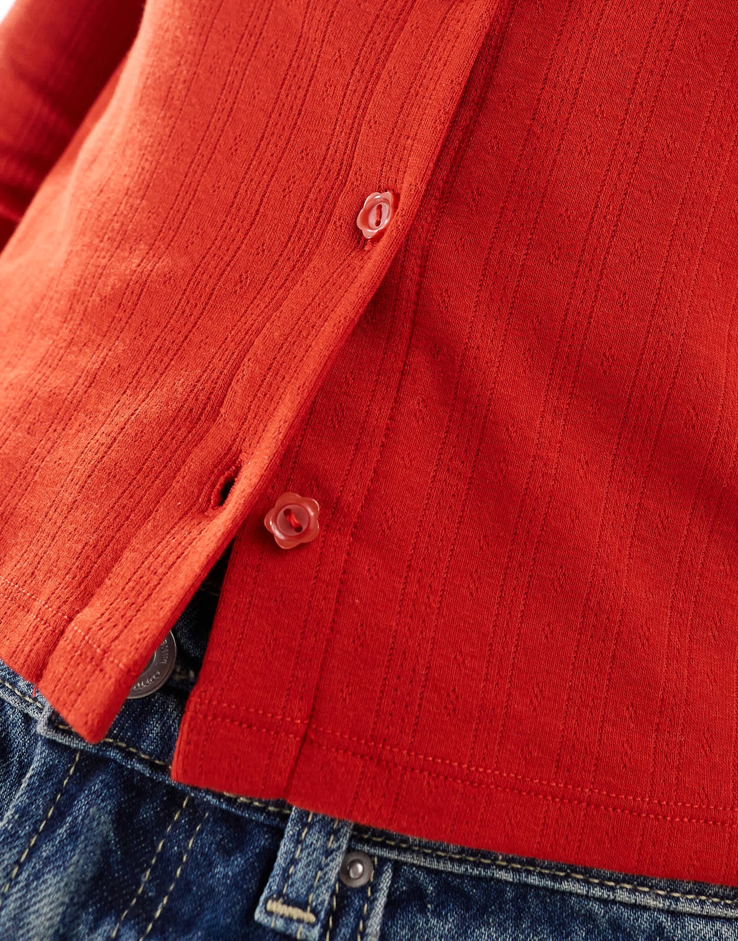 Cotton On button up jersey cardigan in red pointelle