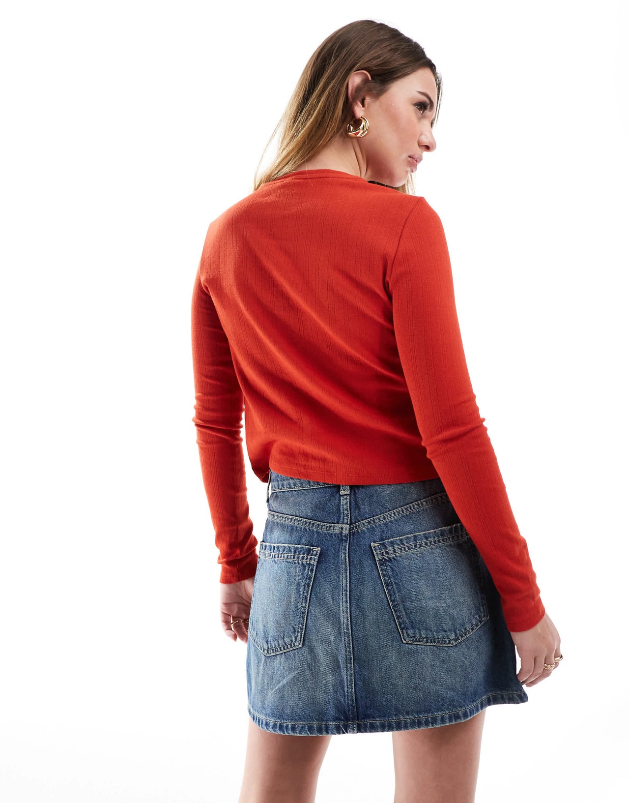 Cotton On button up jersey cardigan in red pointelle