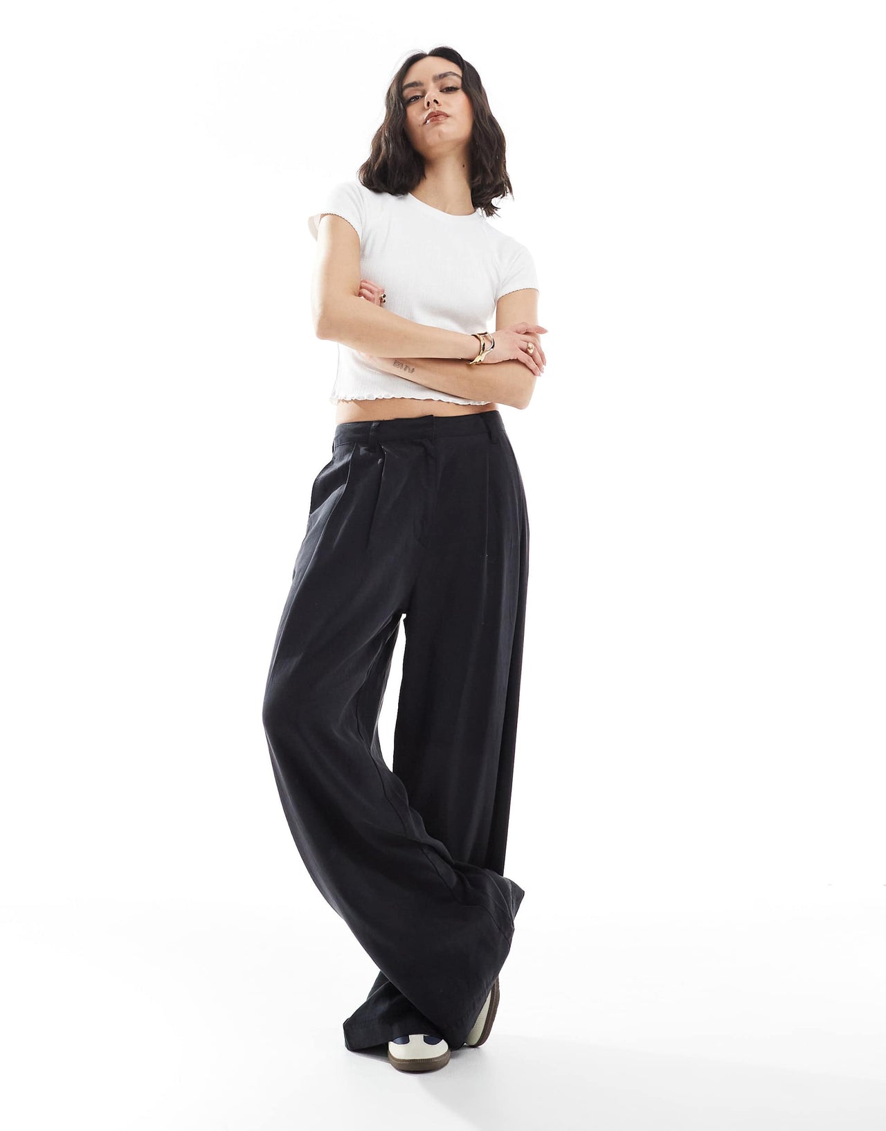 Cotton On fitted t-shirt in white pointelle