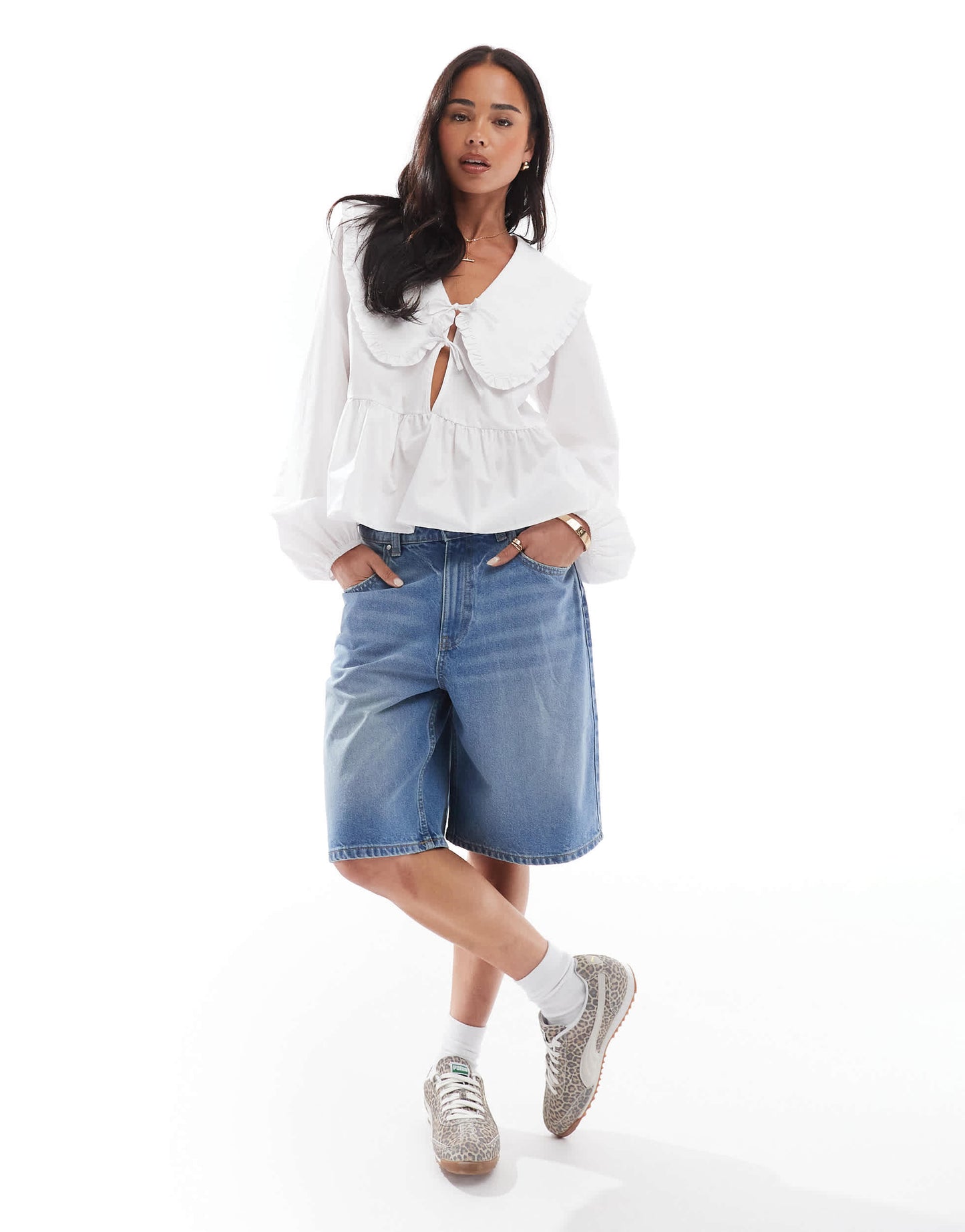 Cotton On super baggy denim jort in blue haze