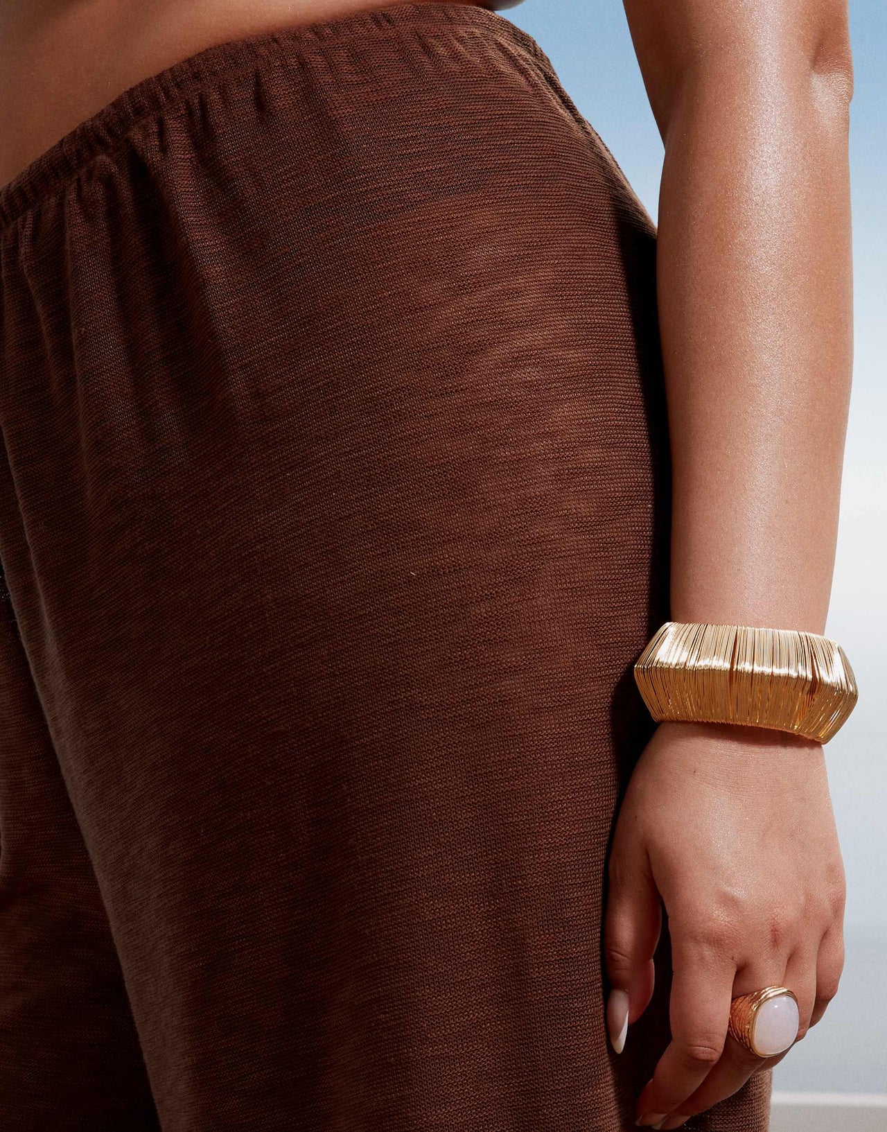 South Beach Curve  knit beach trouser in brown