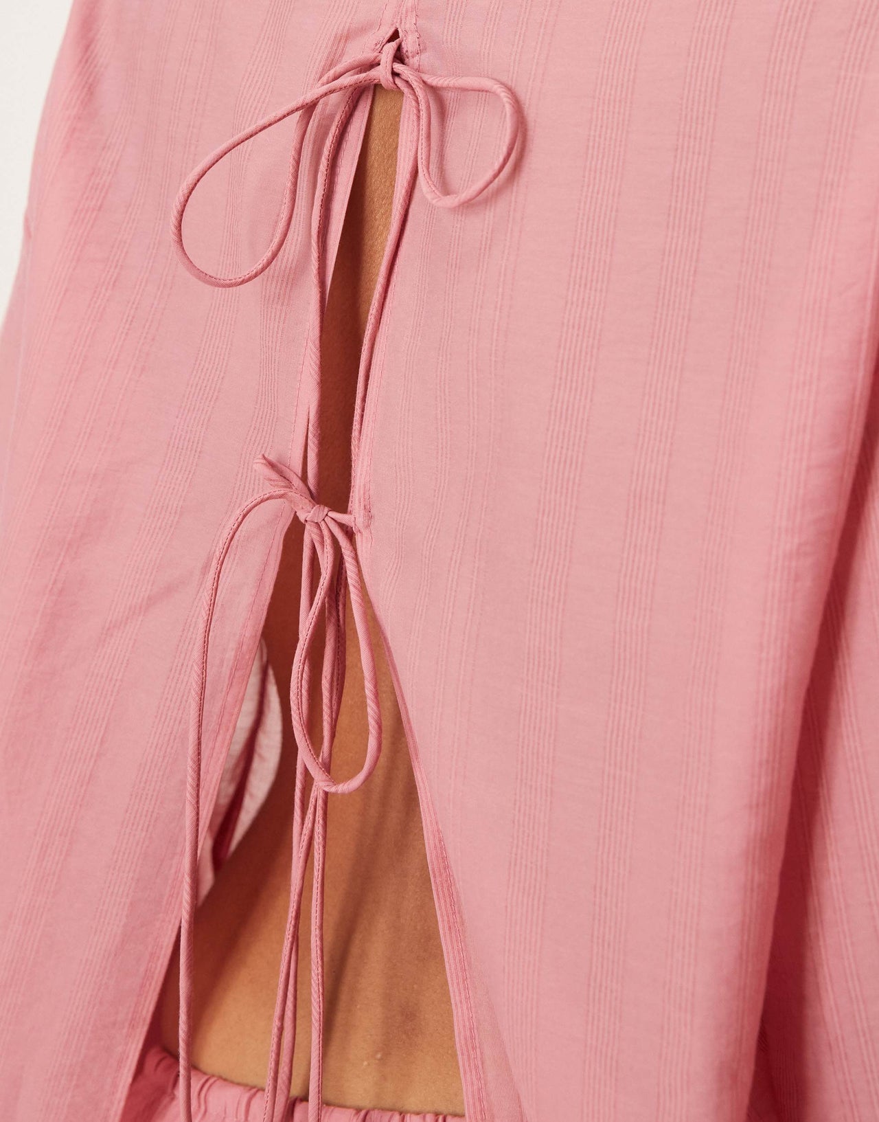 ASOS DESIGN sheer organza shirt with back tie detail co-ord in light pink