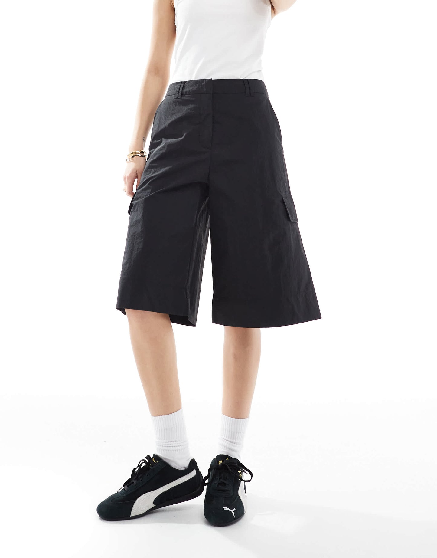 ASOS DESIGN longline shorts in black