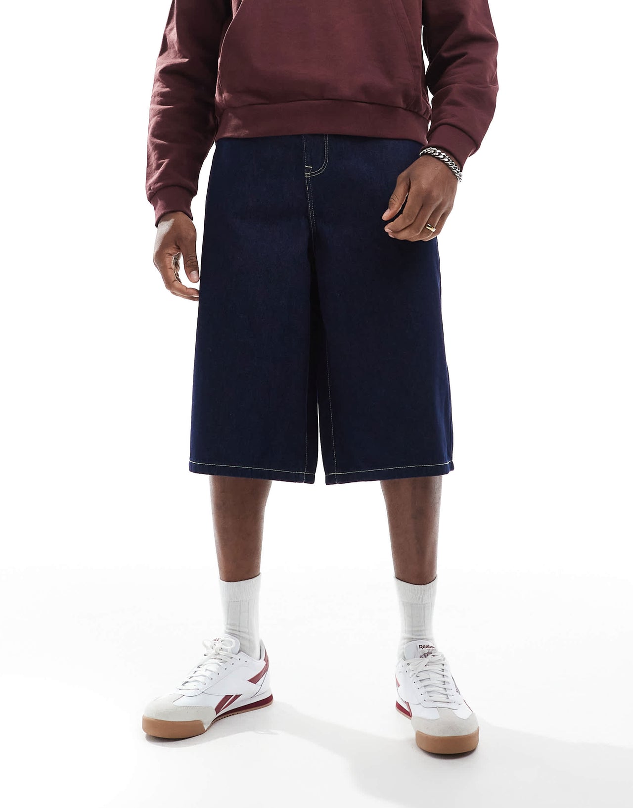 ASOS DESIGN longer length denim jort in indigo