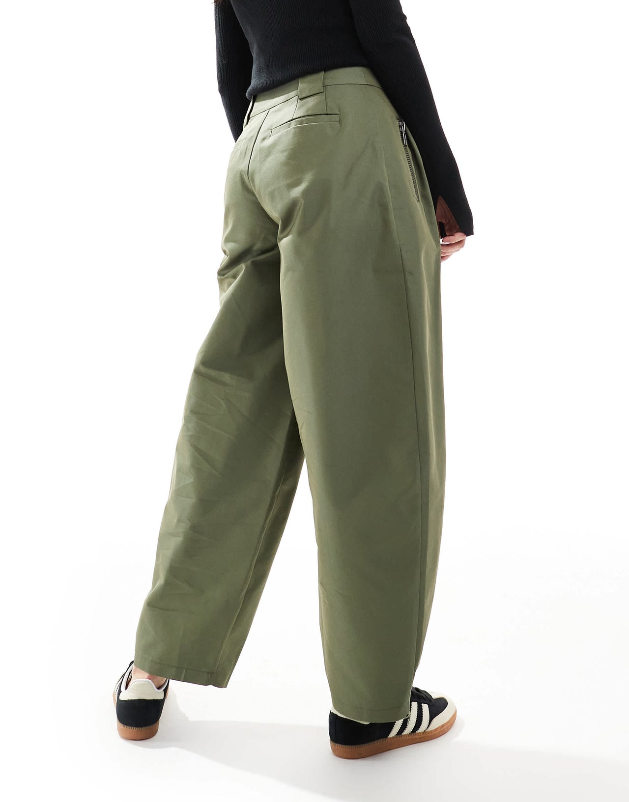 ASOS DESIGN arch leg zip detail trouser in khaki