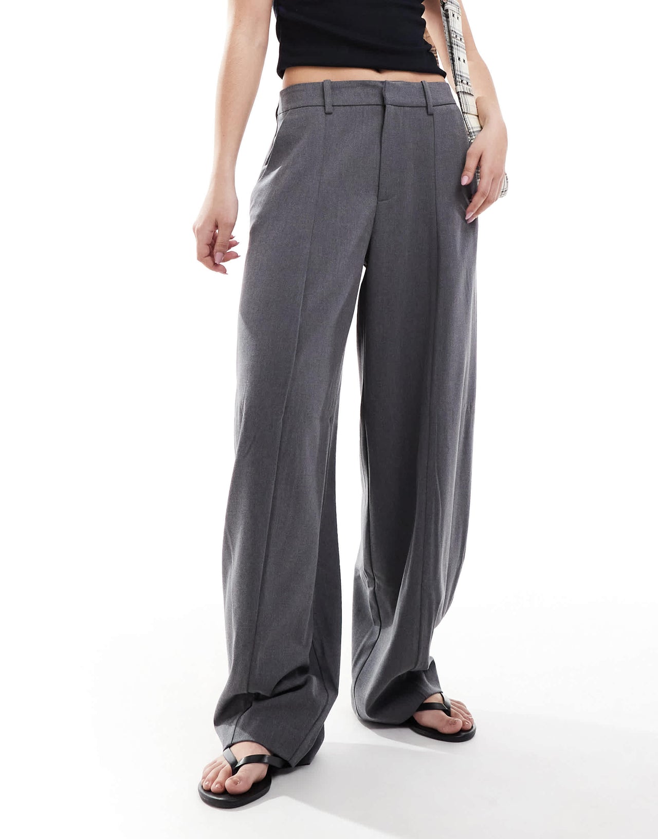 Stradivarius STR balloon tailored trousers in grey