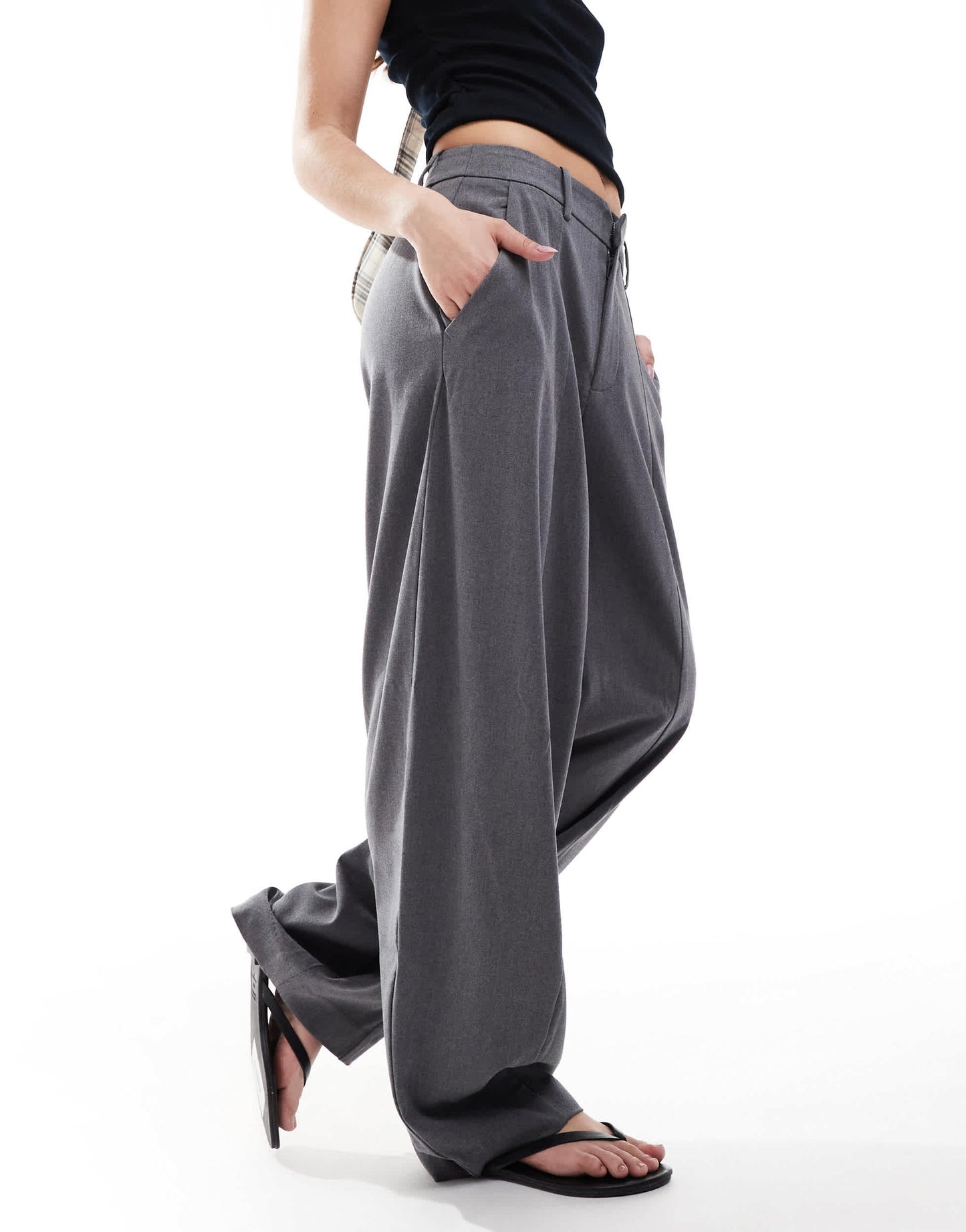 Stradivarius STR balloon tailored trousers in grey