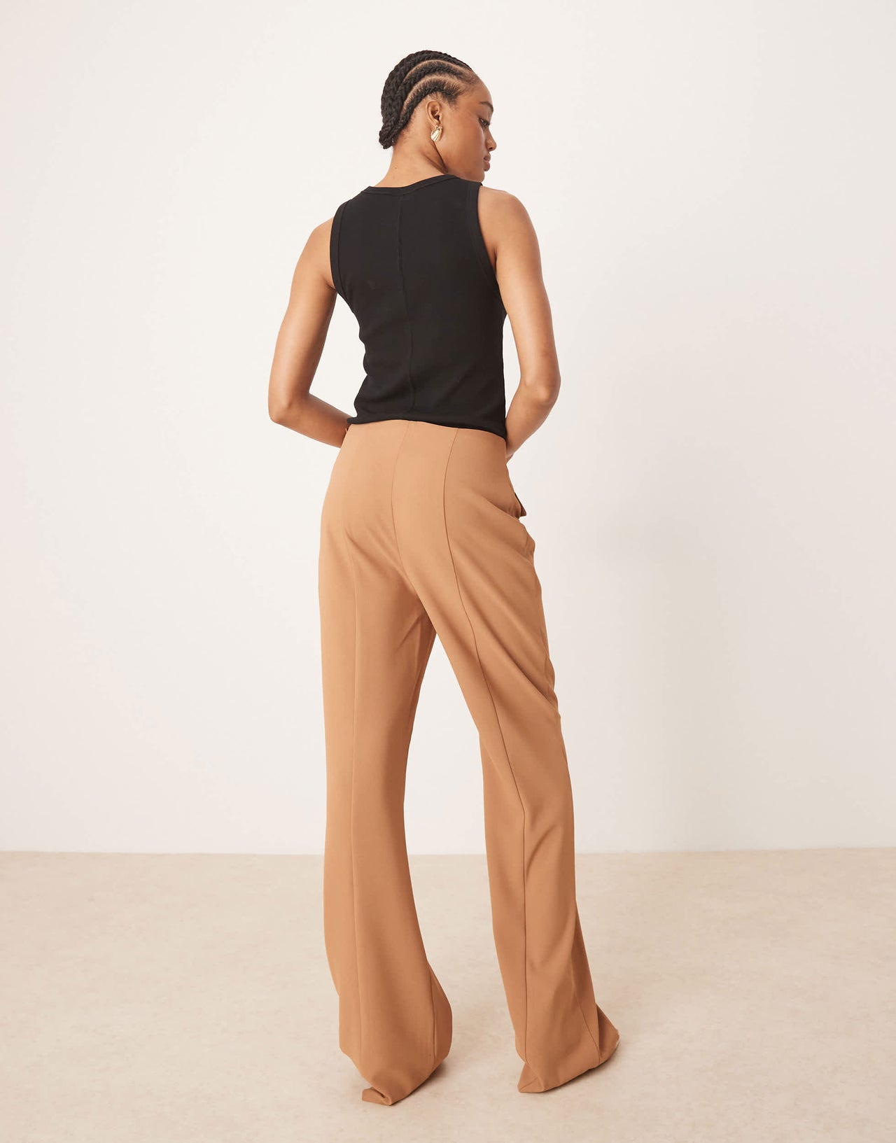ASOS DESIGN Tall tailored double pocket seam detail trousers in camel