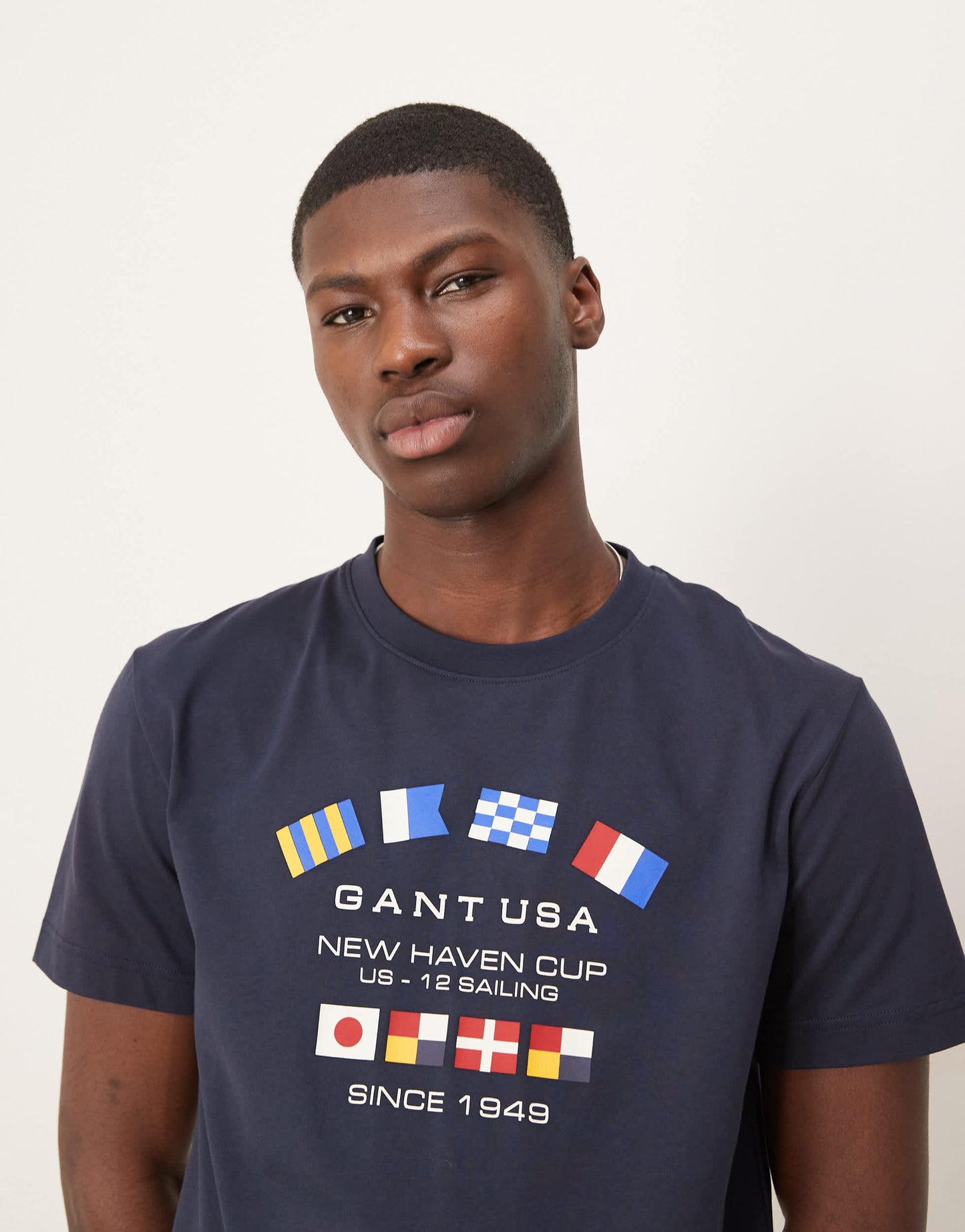 GANT USA flag logo print t-shirt in navy