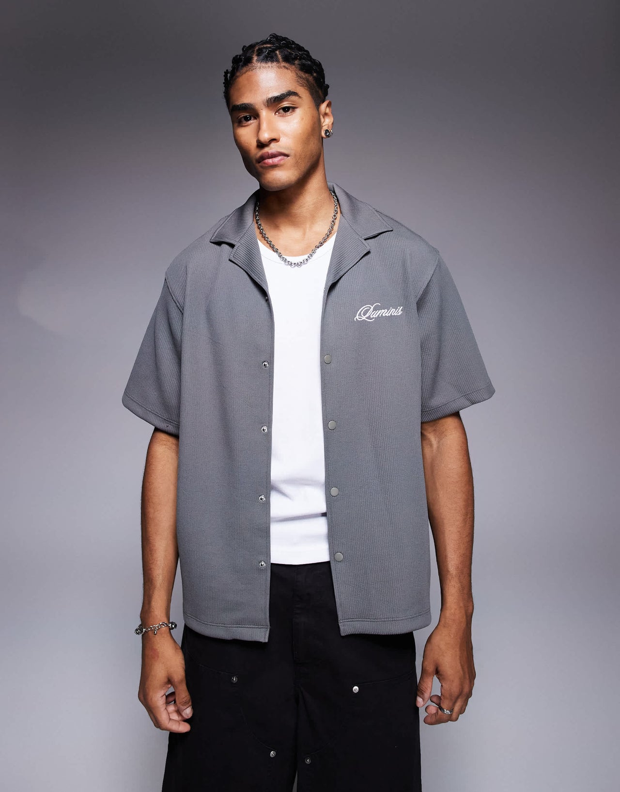 River Island luminis over shirt in grey