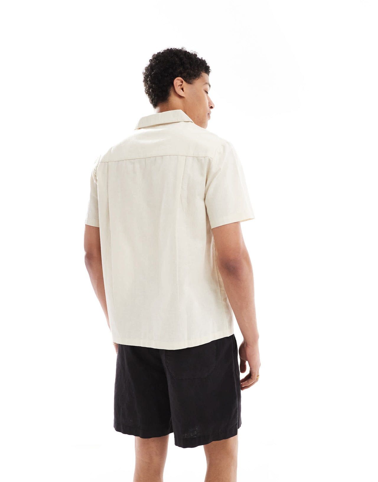 Native Youth revere collar embroidered shirt in natural