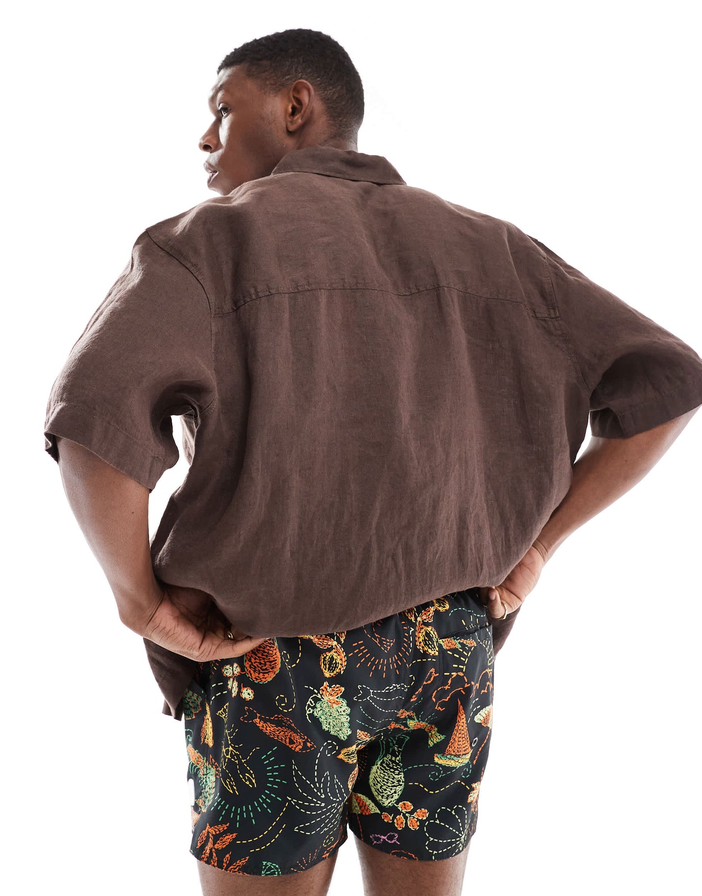 Native Youth all over stitch print swimshorts in black