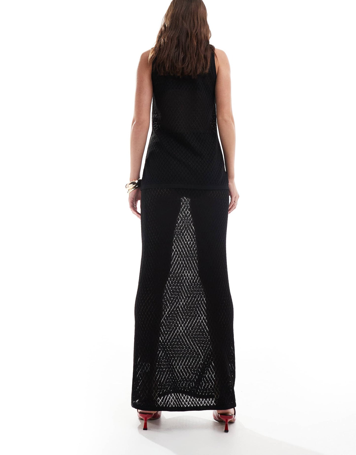 Pretty Lavish knit maxi skirt co-ord in black