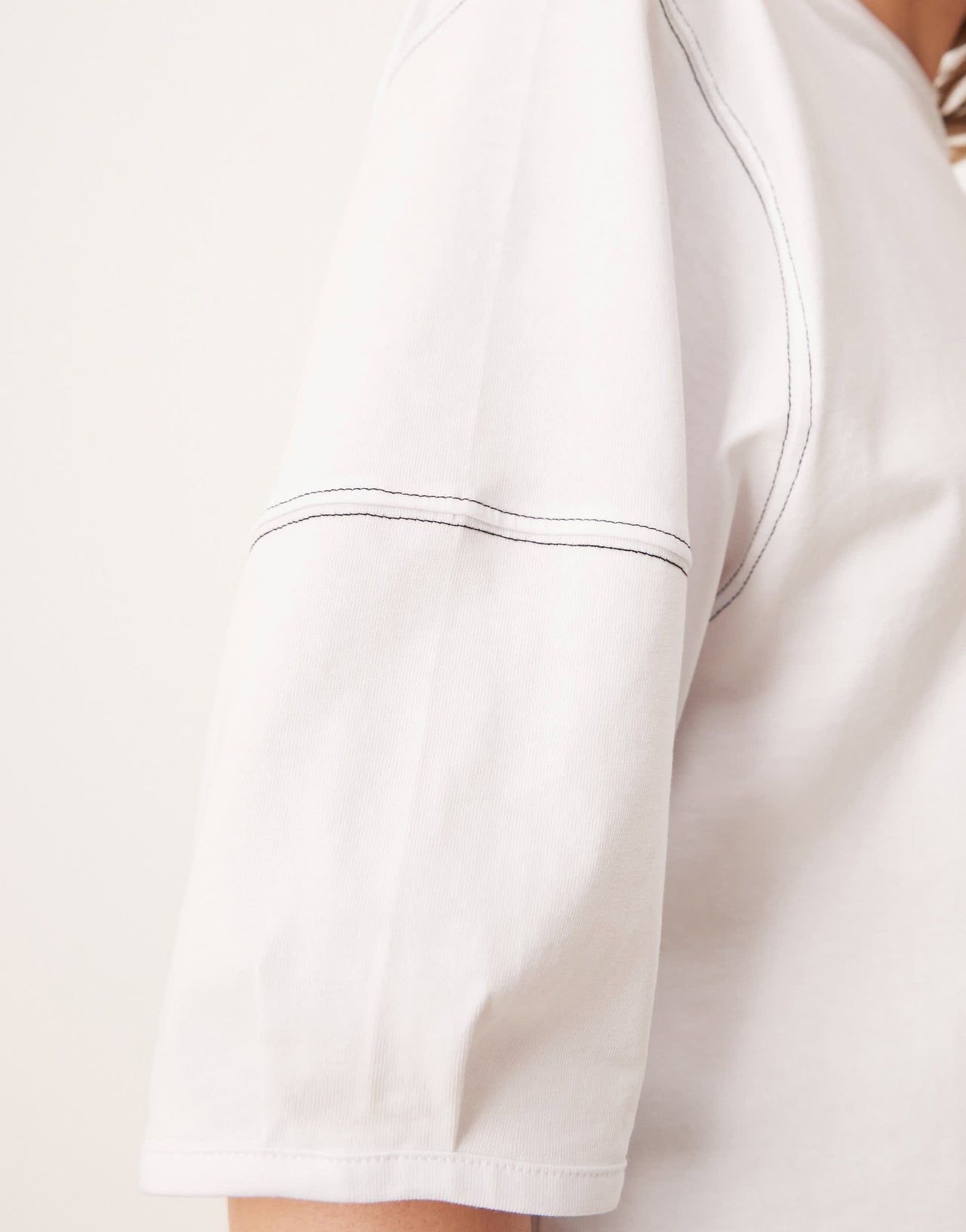 ASOS DESIGN boxy crop t-shirt with contrast stitch in white