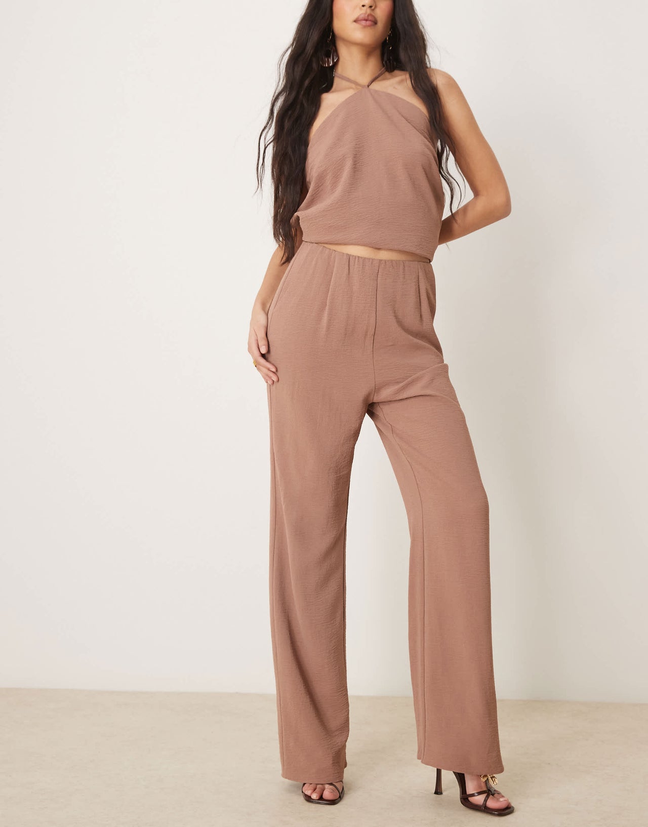 ASOS DESIGN tailored straight leg trousers co-ord in mocha