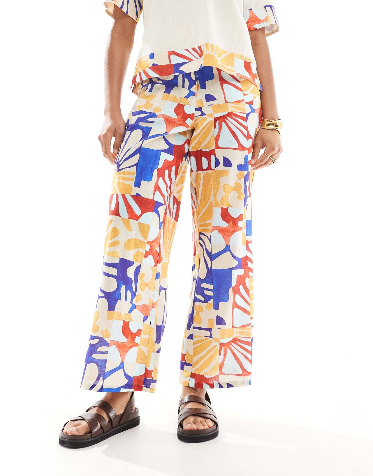 Native Youth bold bloom wide leg printed trouser co-ord in multi