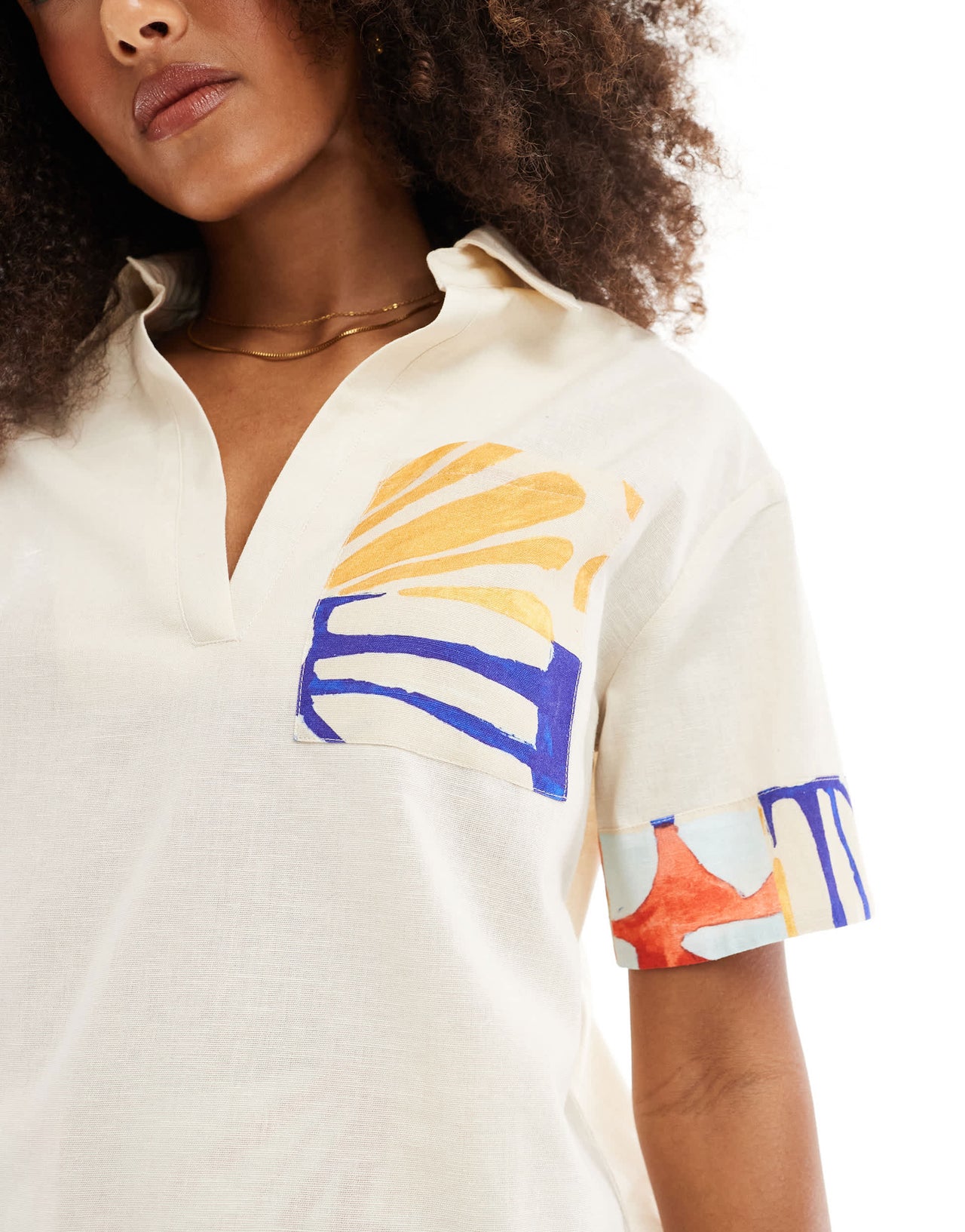 Native Youth patch pocket printed shirt co-ord in multi