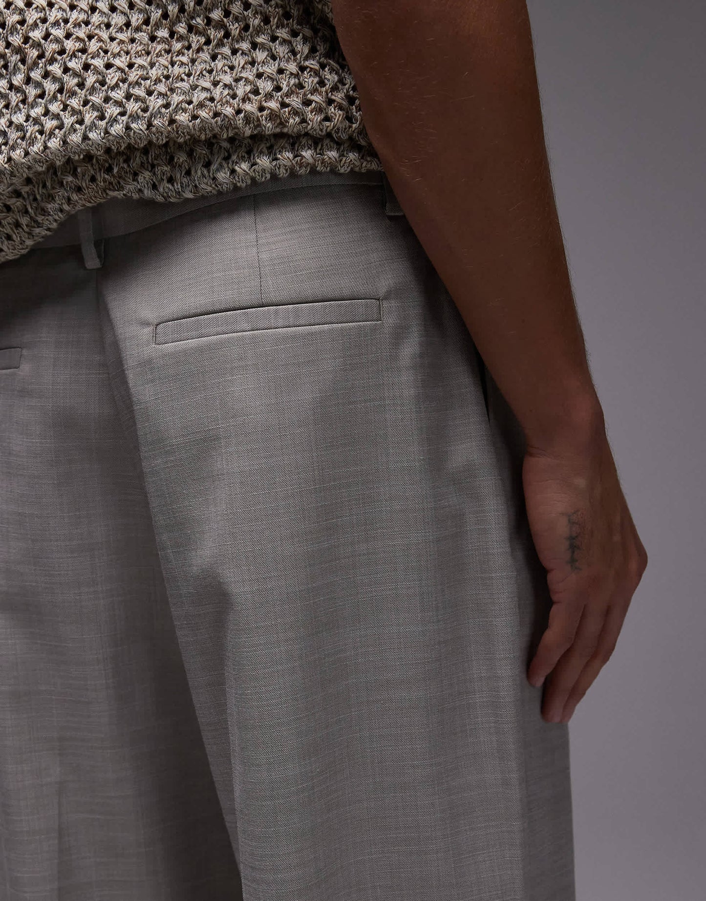 Topman wide leg trousers in stone