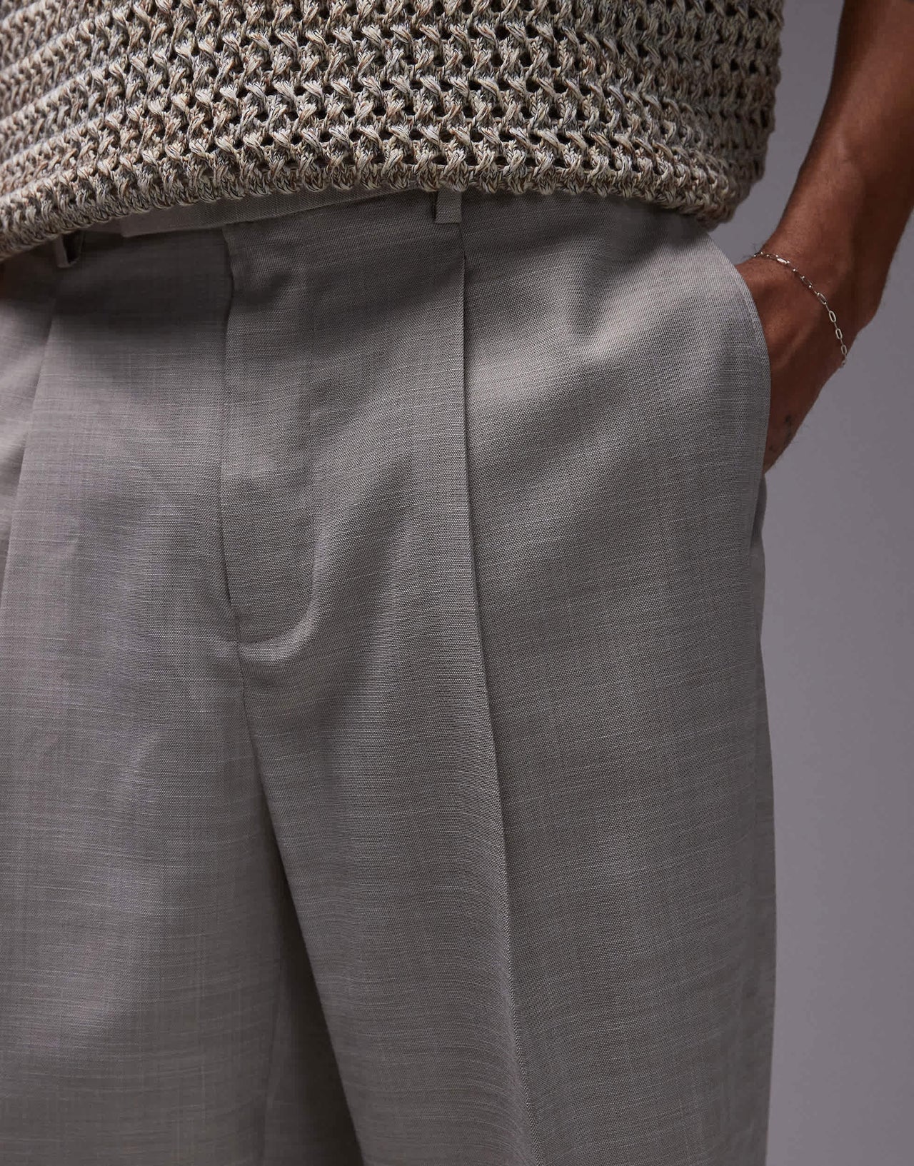 Topman wide leg trousers in stone