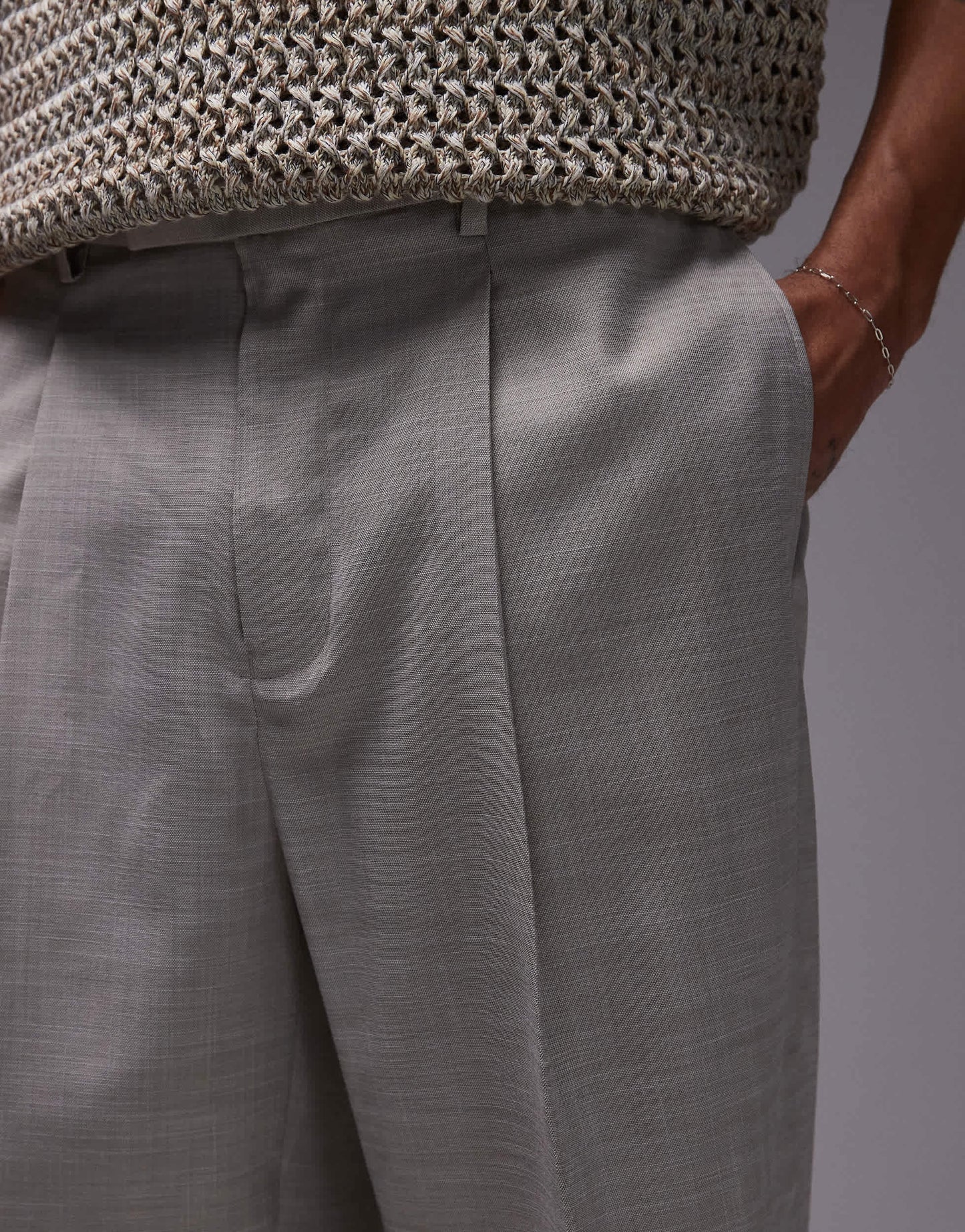 Topman wide leg trousers in stone