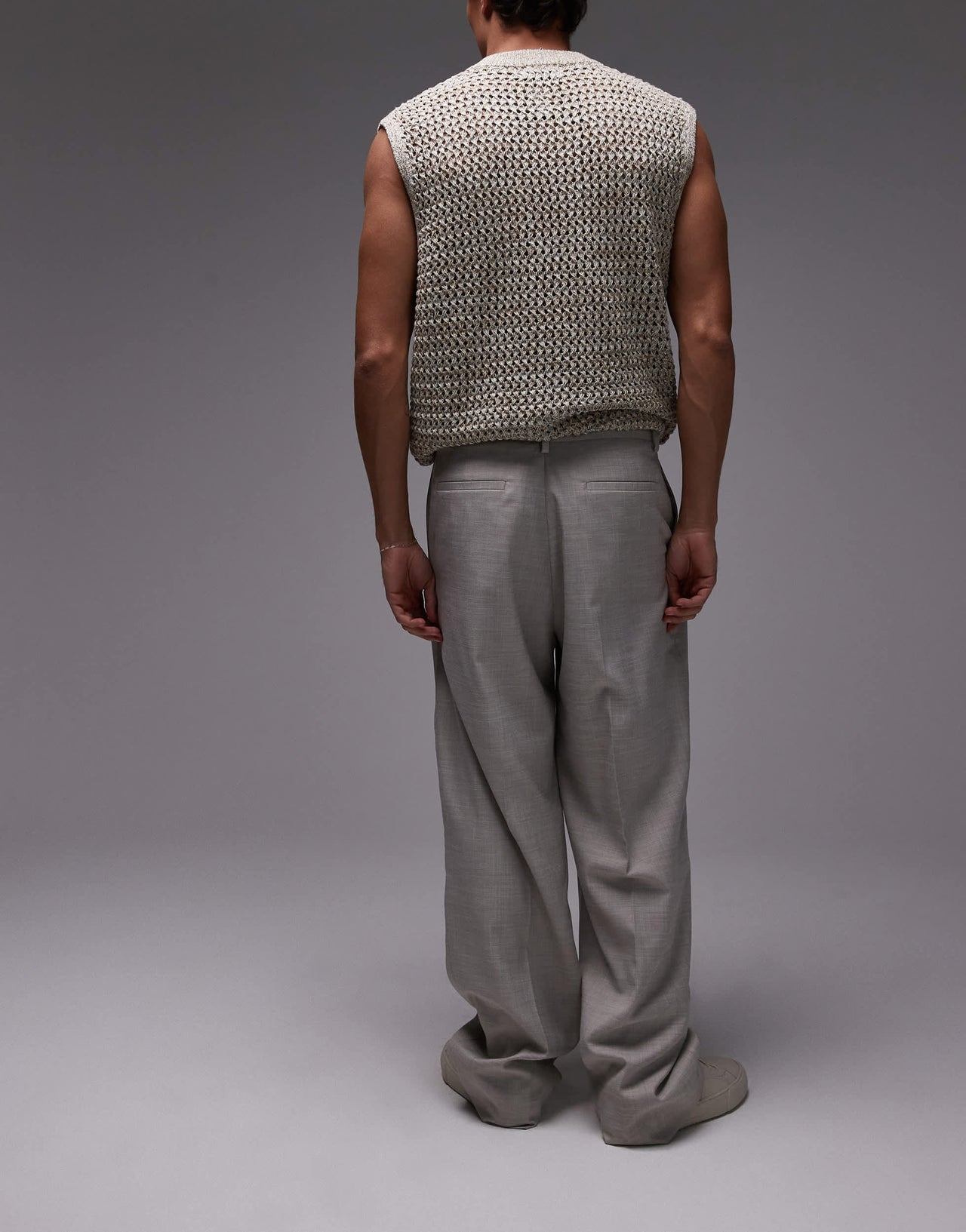 Topman wide leg trousers in stone