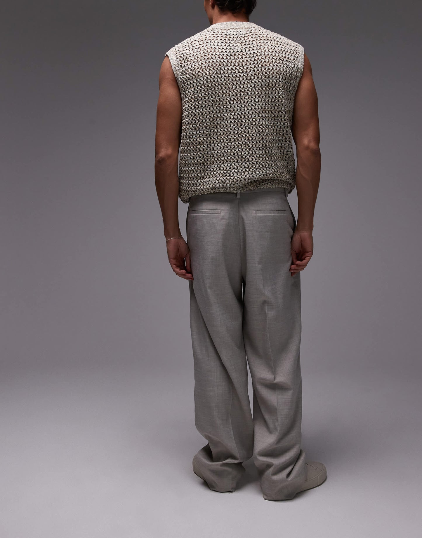 Topman wide leg trousers in stone