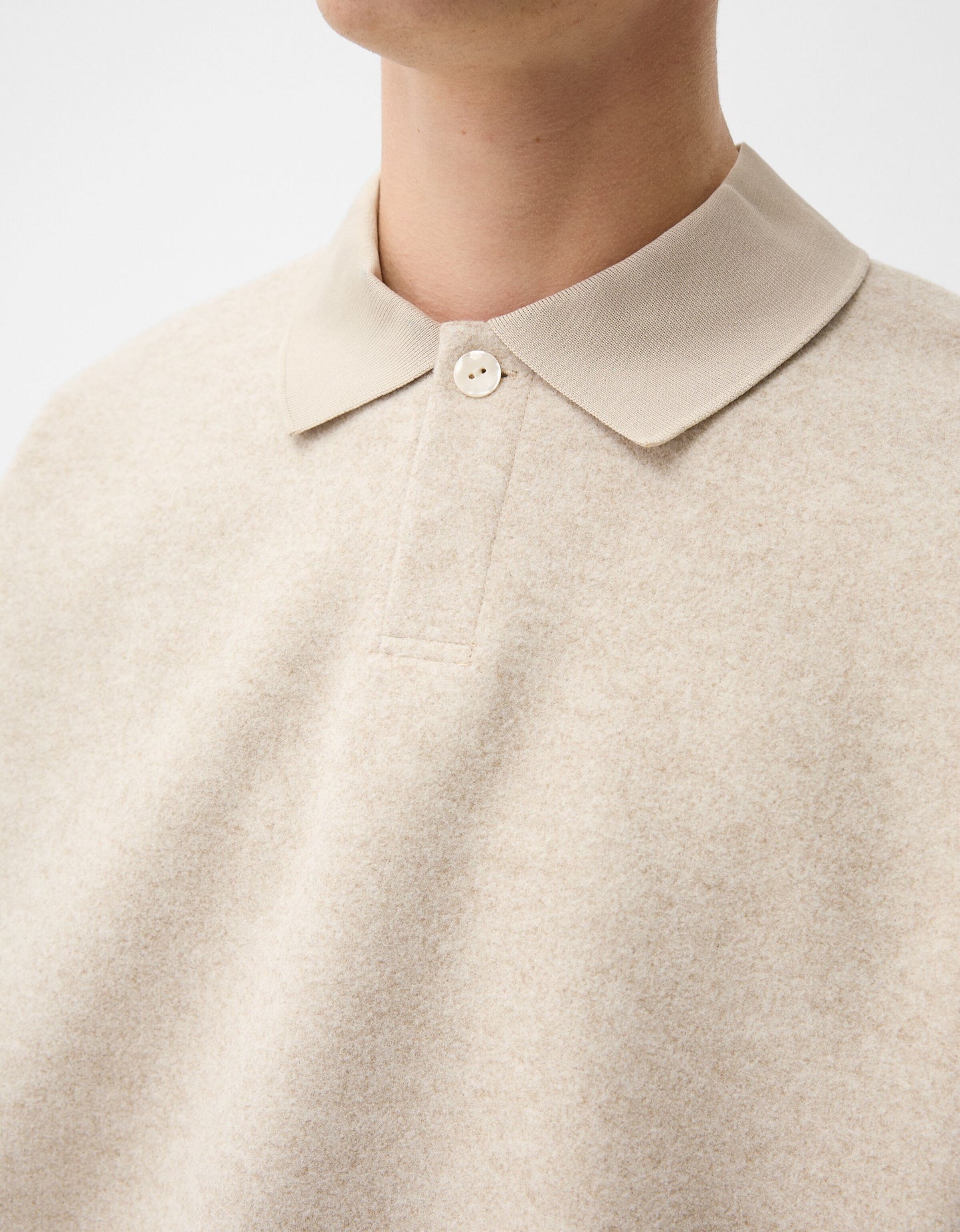 Bershka Collection knitted co-ord polo in sand