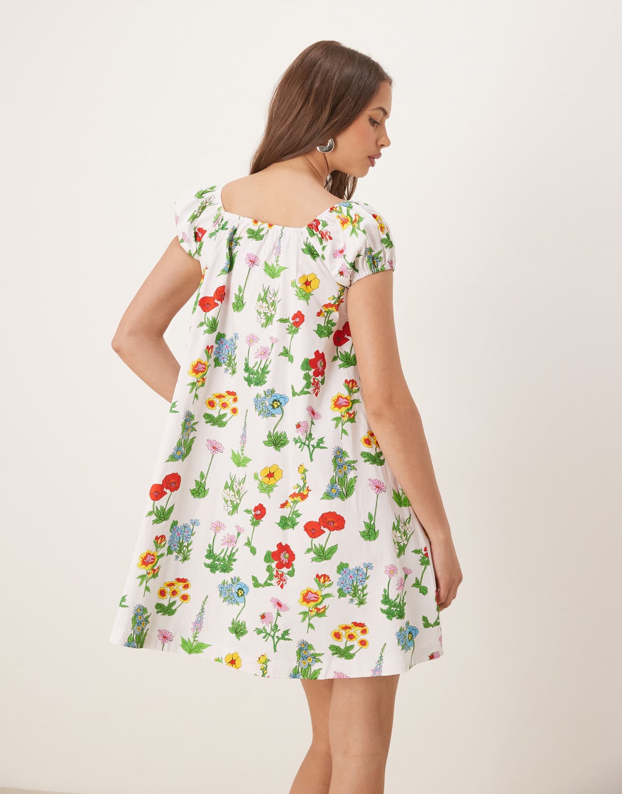 Tyler Mcgillivary uma flower print mini smock dress in white