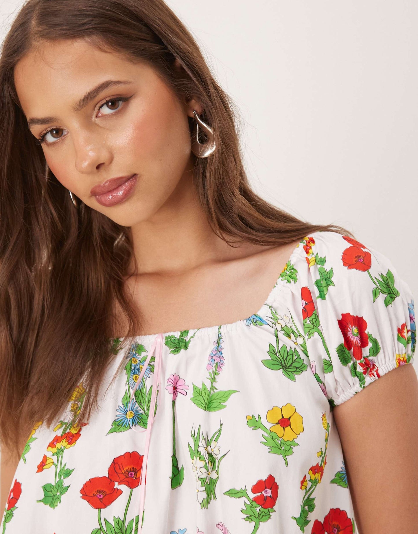 Tyler Mcgillivary uma flower print mini smock dress in white