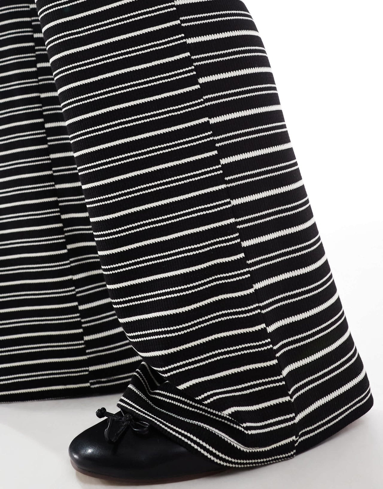 Brave Soul co-ord jersey wide leg trouser in black and white stripe