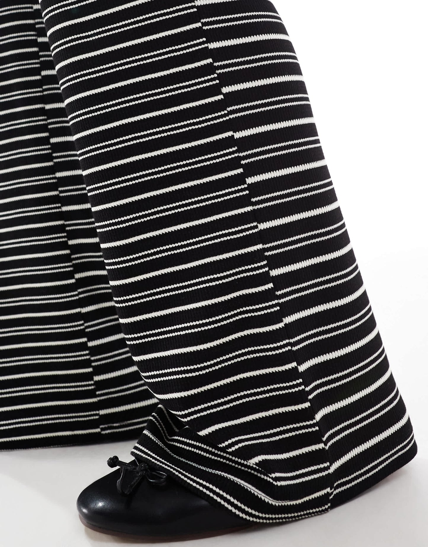 Brave Soul co-ord jersey wide leg trouser in black and white stripe