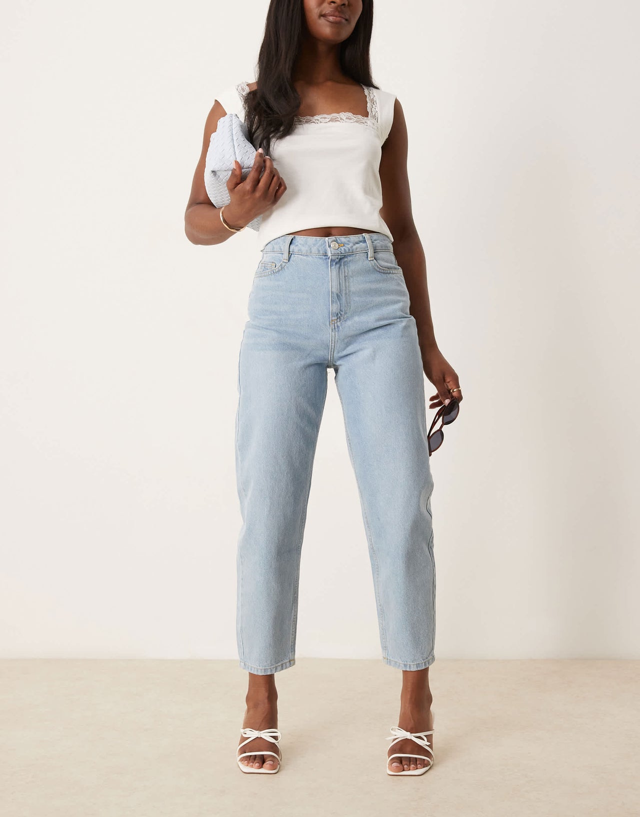 Nobody's Child barrel leg jeans in light wash denim