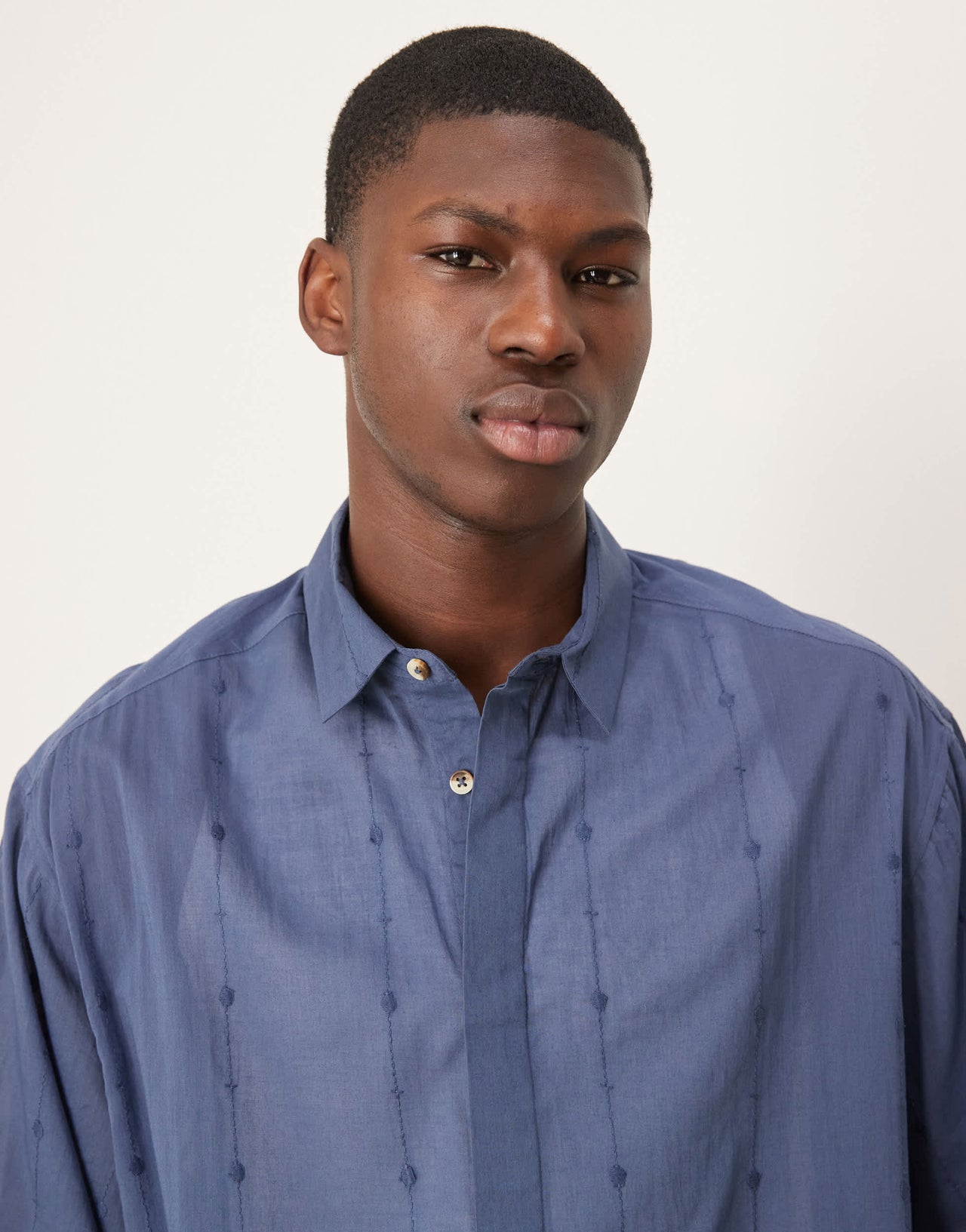 ASOS DESIGN boxy oversized shirt with embroidery in navy