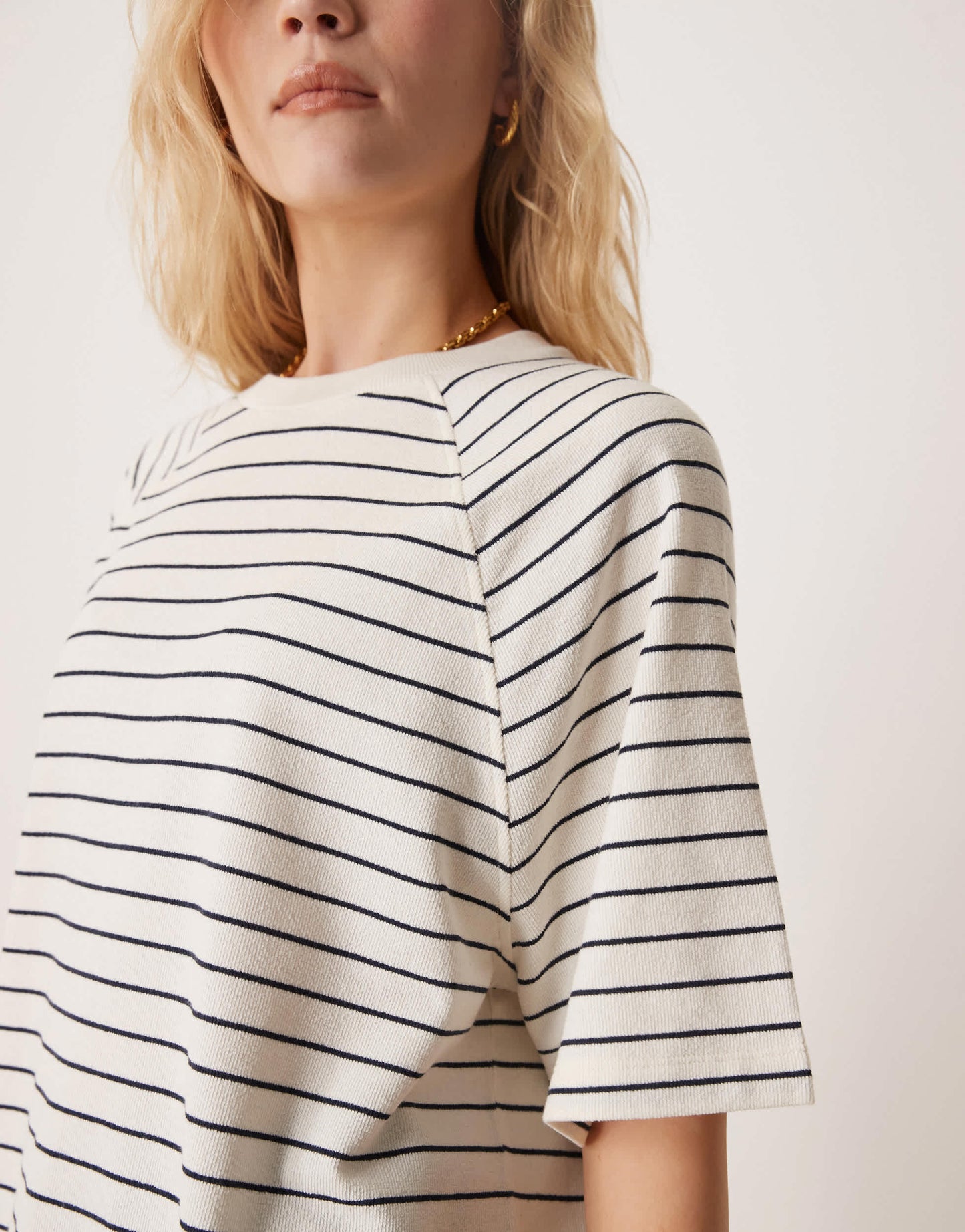 ASOS DESIGN boxy raglan sleeve t-shirt in vintage navy stripe