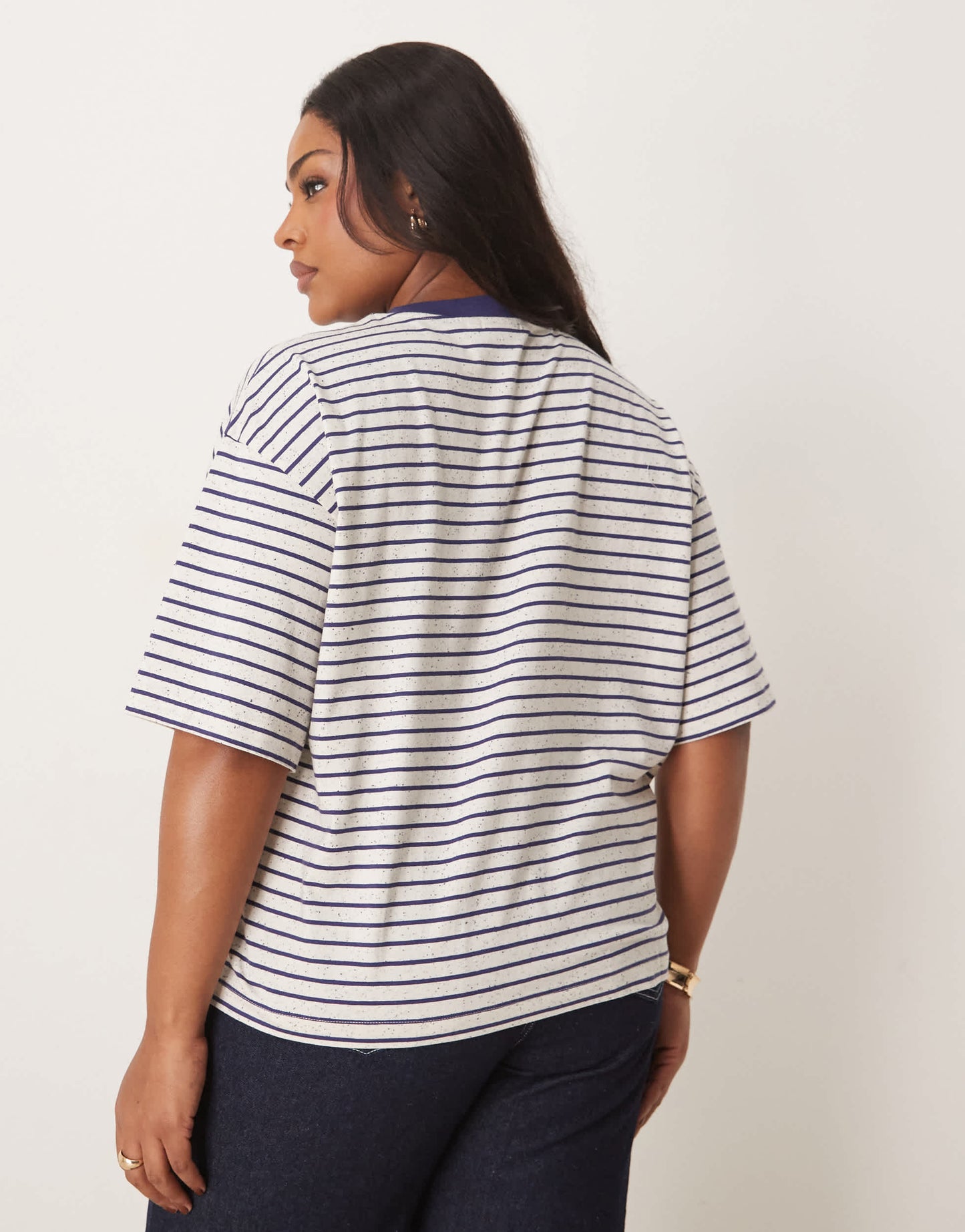ASOS DESIGN curve oversized tee in neppie stripe