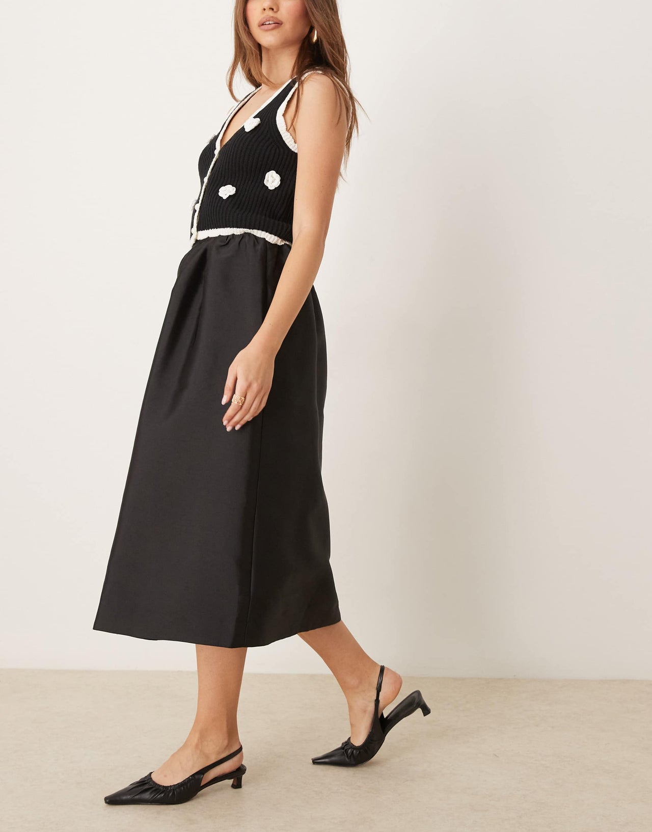 Gina Tricot full length volume puff hem midi skirt in black