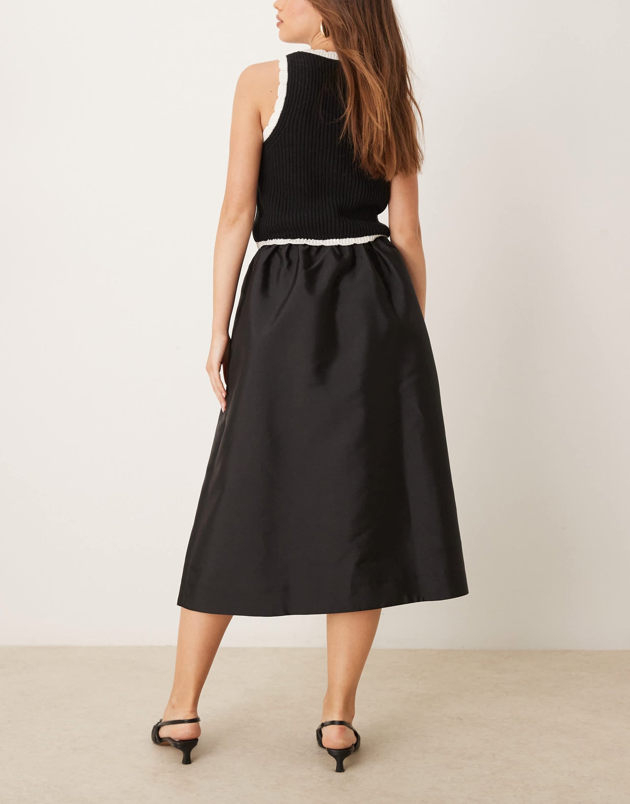 Gina Tricot full length volume puff hem midi skirt in black