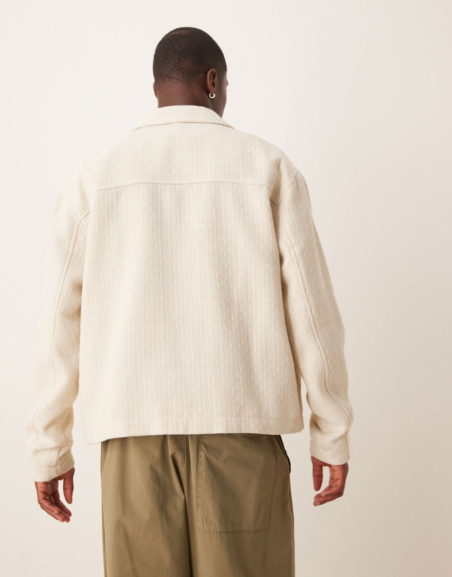 ASOS DESIGN jacquard worker jacket in ecru