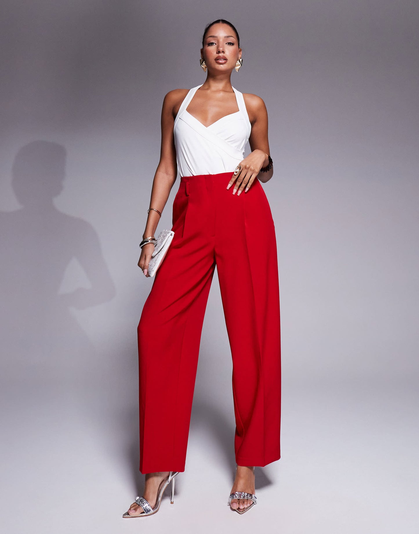ASOS DESIGN tailored corset cocoon trousers co-ord in red